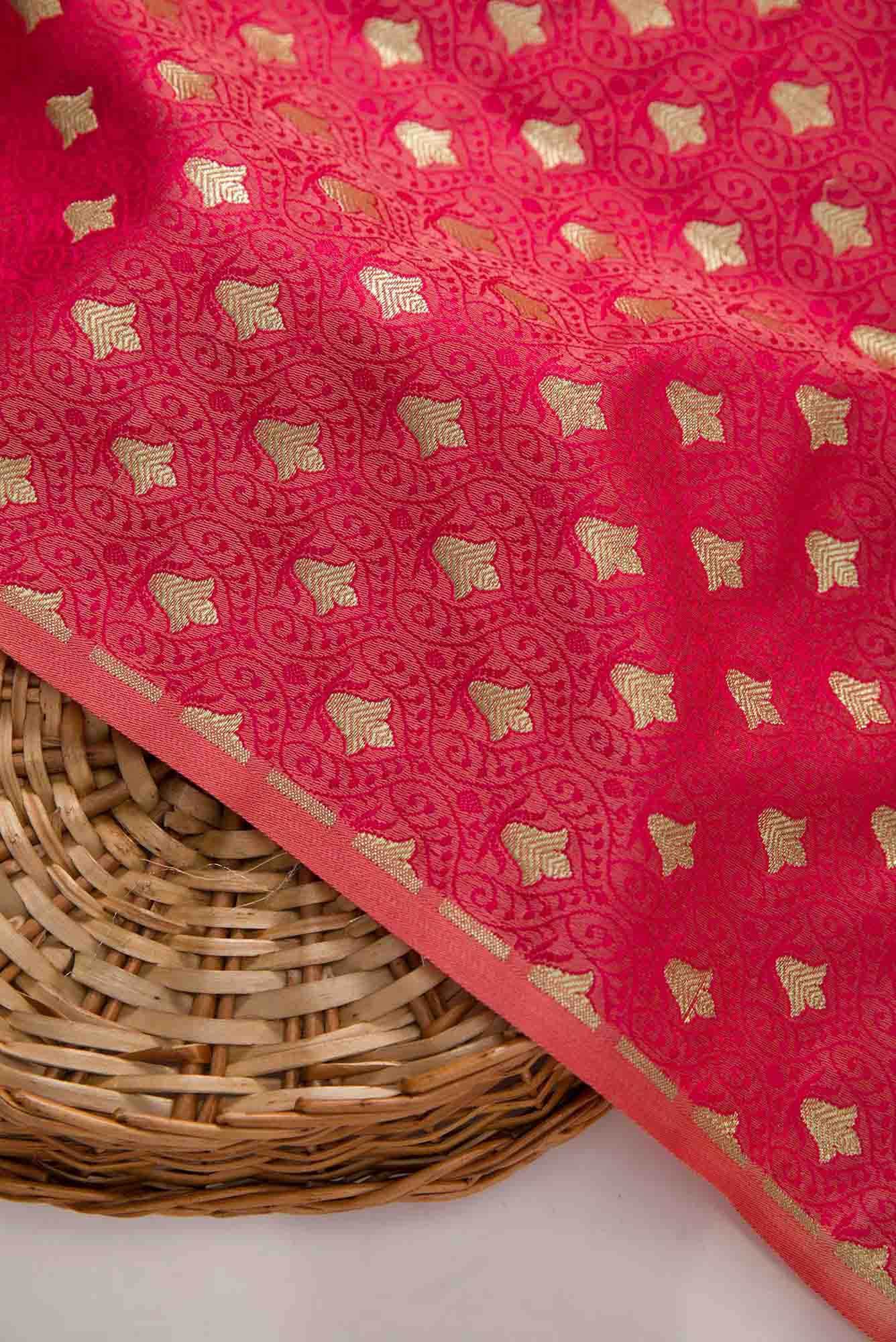 Pink Banarasi Silk Dress Material