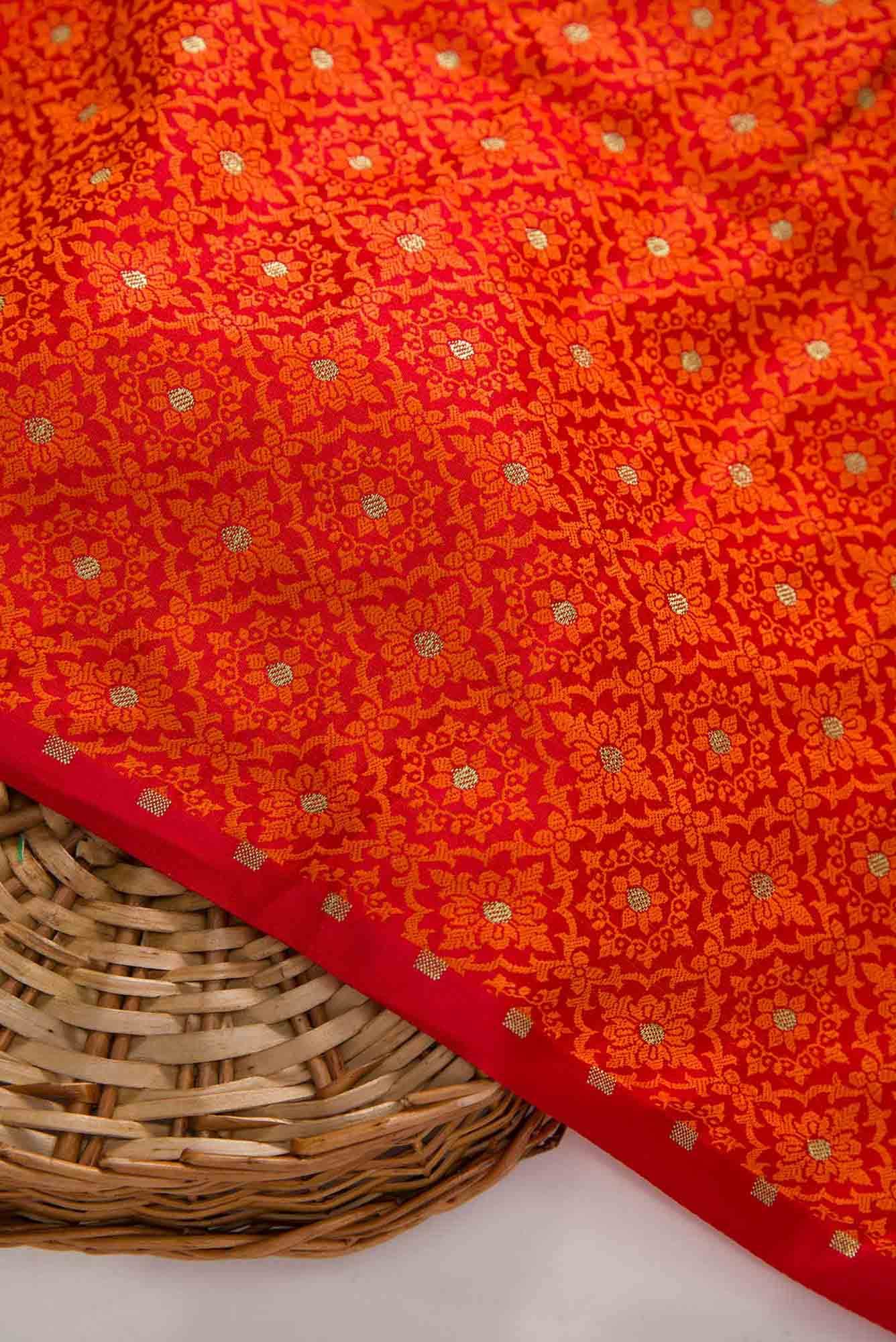 Orange Banarasi Silk Dress Material