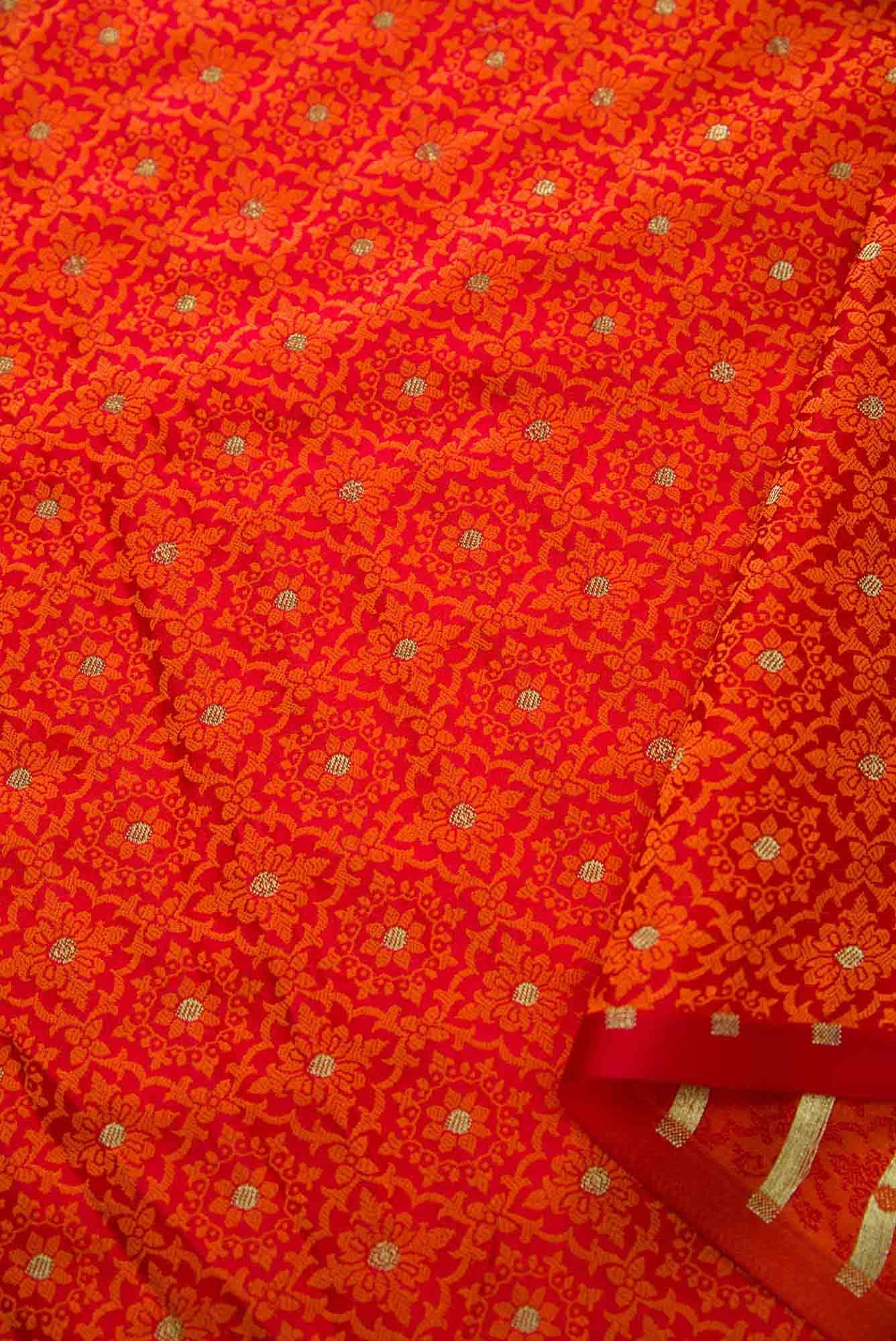 Orange Banarasi Silk Dress Material