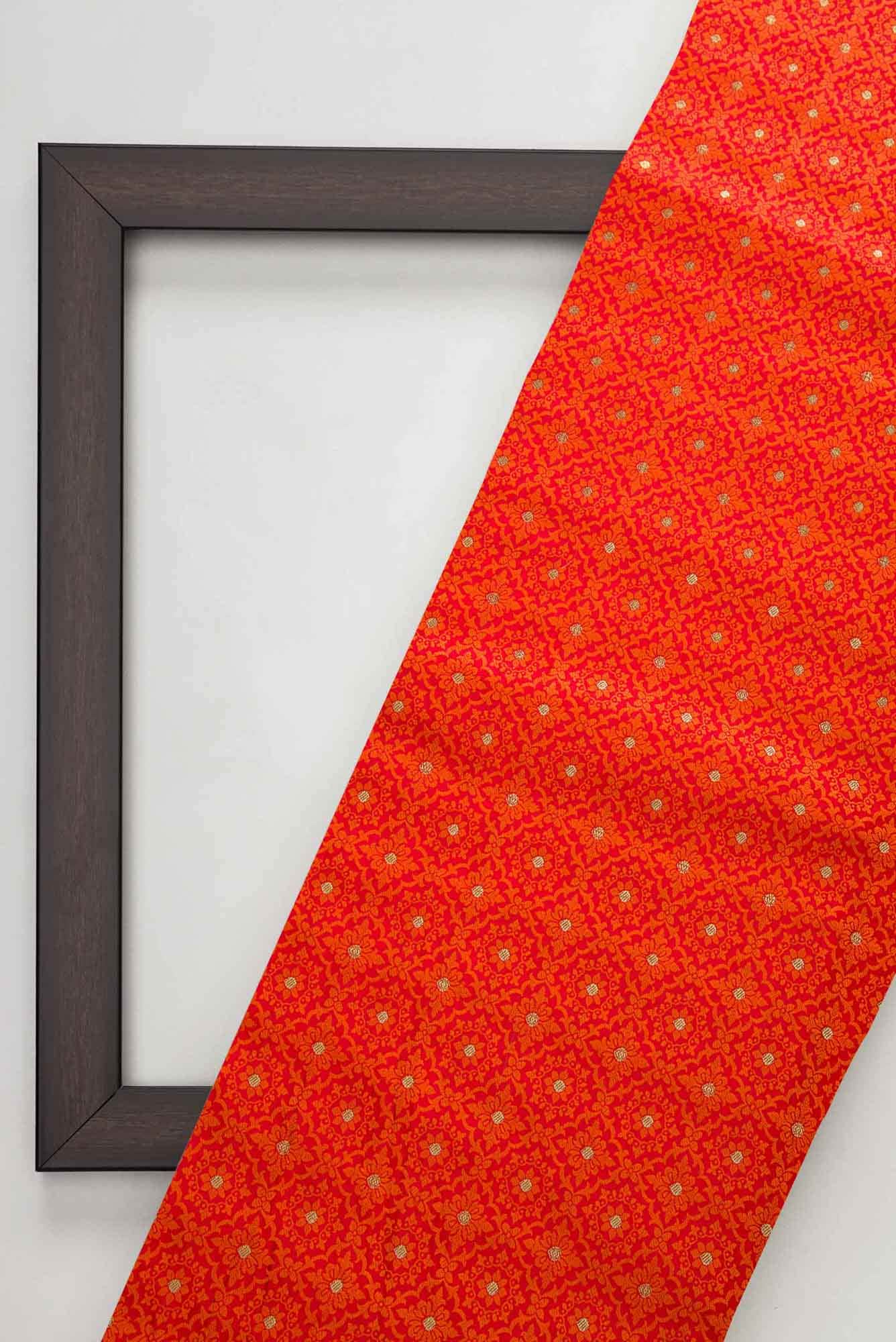 Orange Banarasi Silk Dress Material