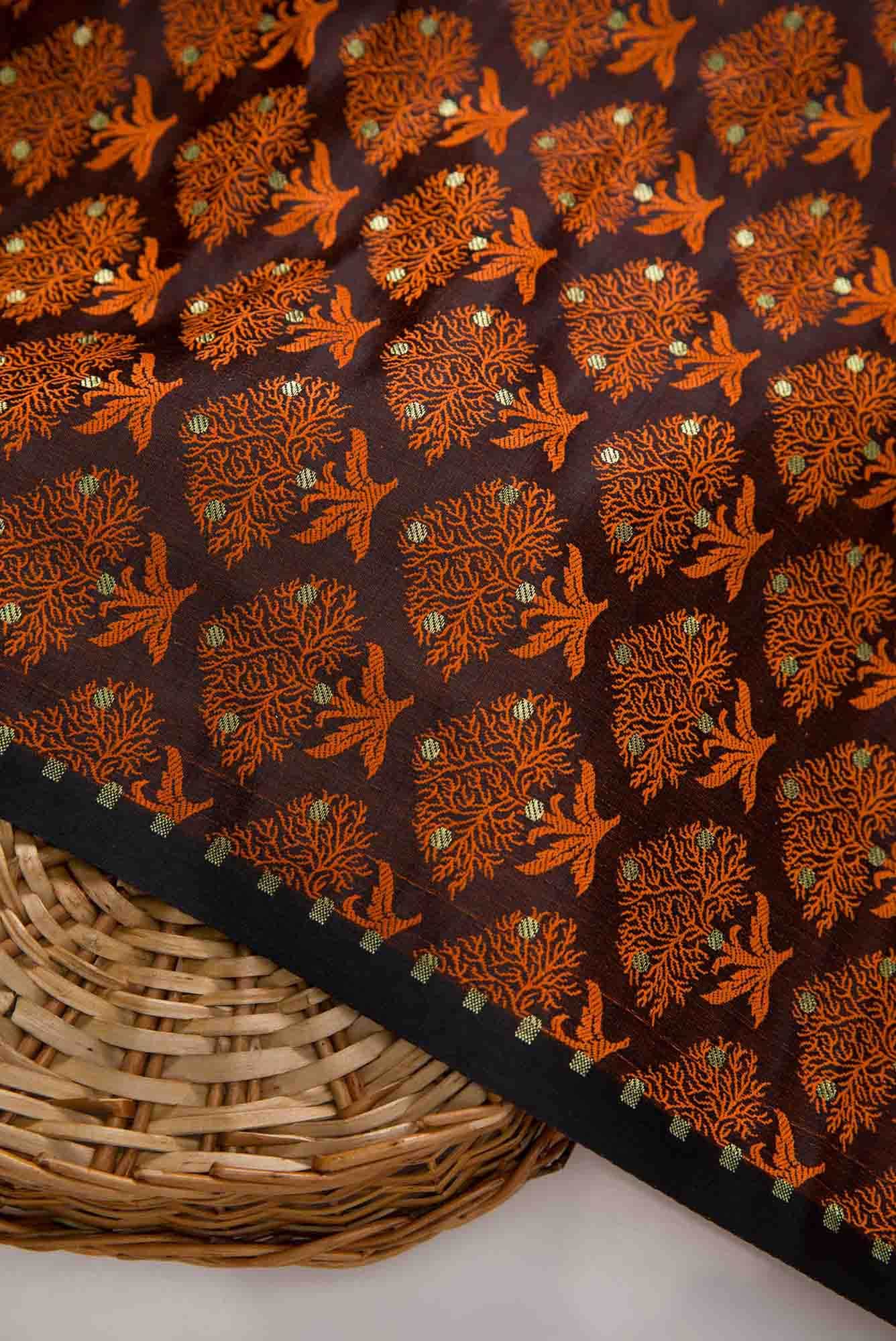 Black Banarasi Silk Dress Material