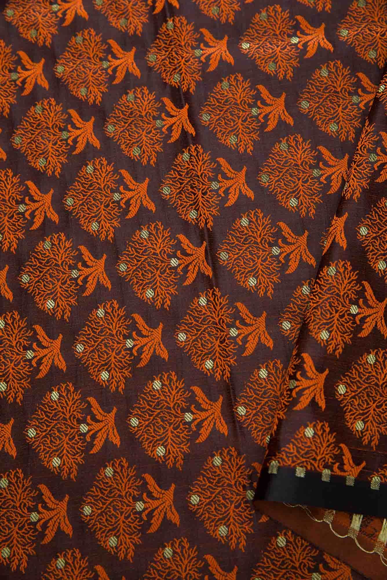 Black Banarasi Silk Dress Material
