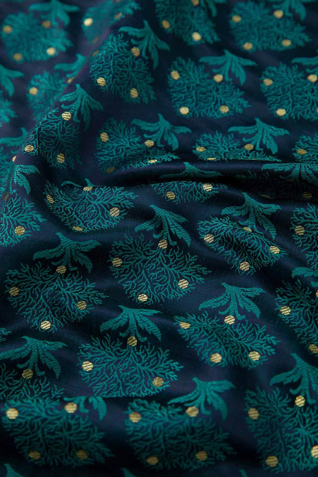 Navy Blue Banarasi Silk Dress Material