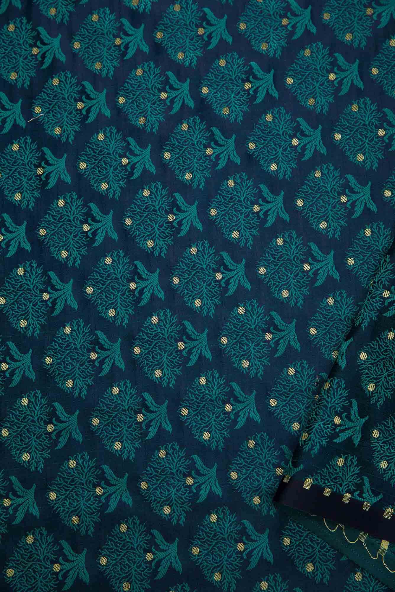 Navy Blue Banarasi Silk Dress Material