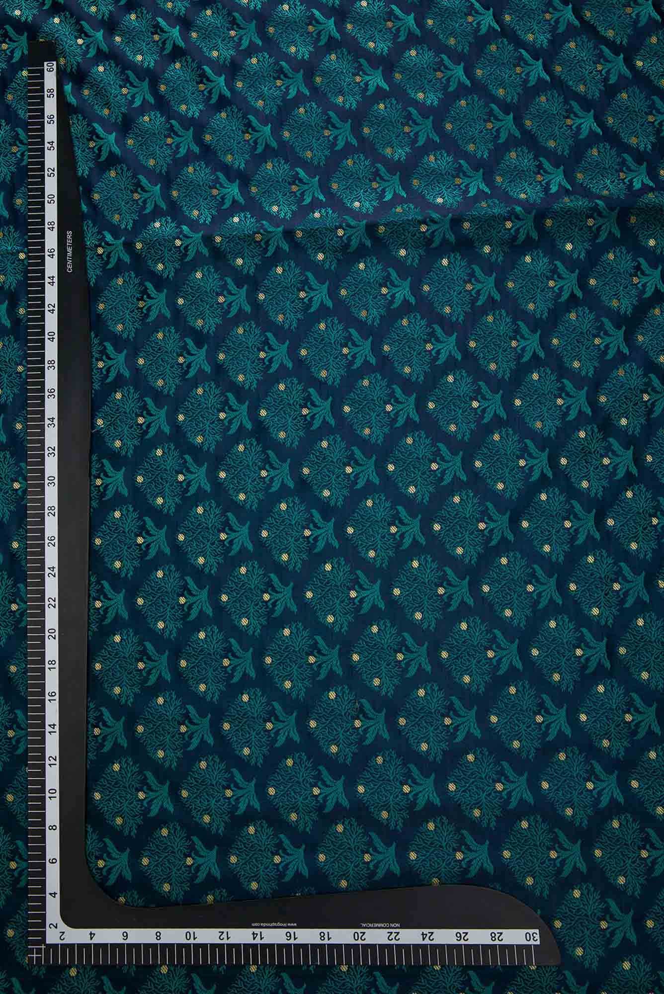 Navy Blue Banarasi Silk Dress Material