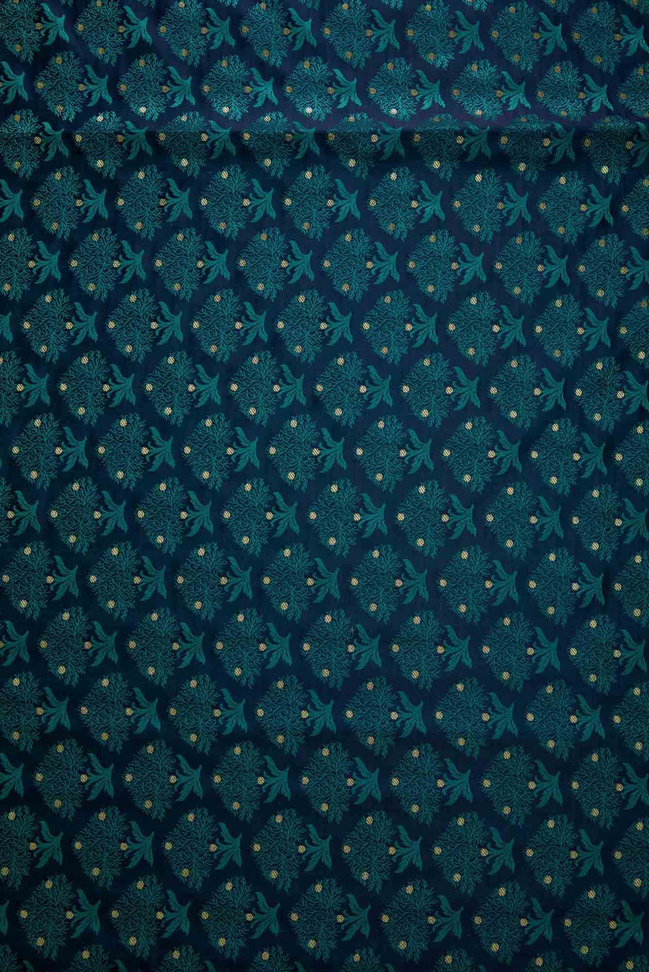 Navy Blue Banarasi Silk Dress Material