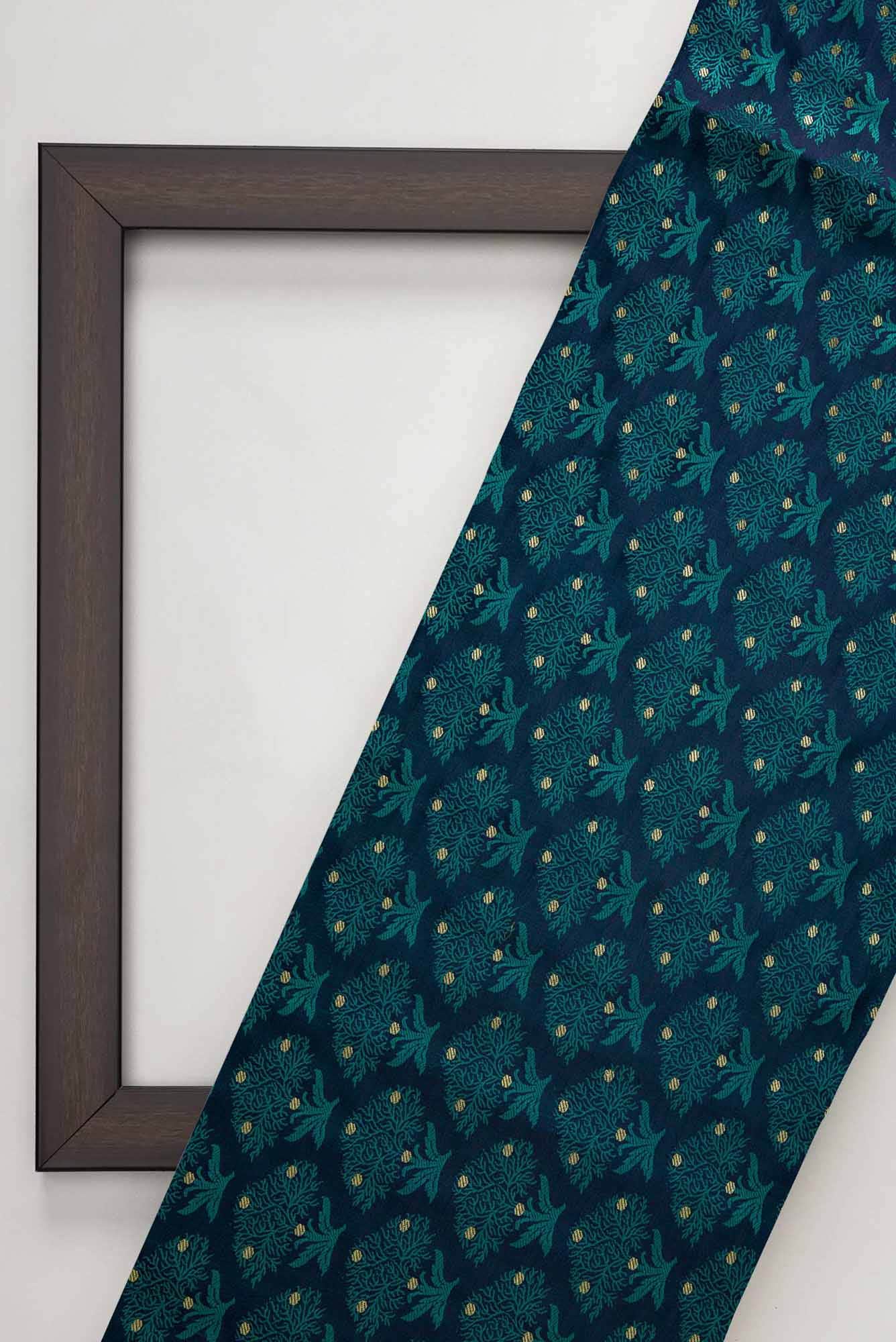 Navy Blue Banarasi Silk Dress Material