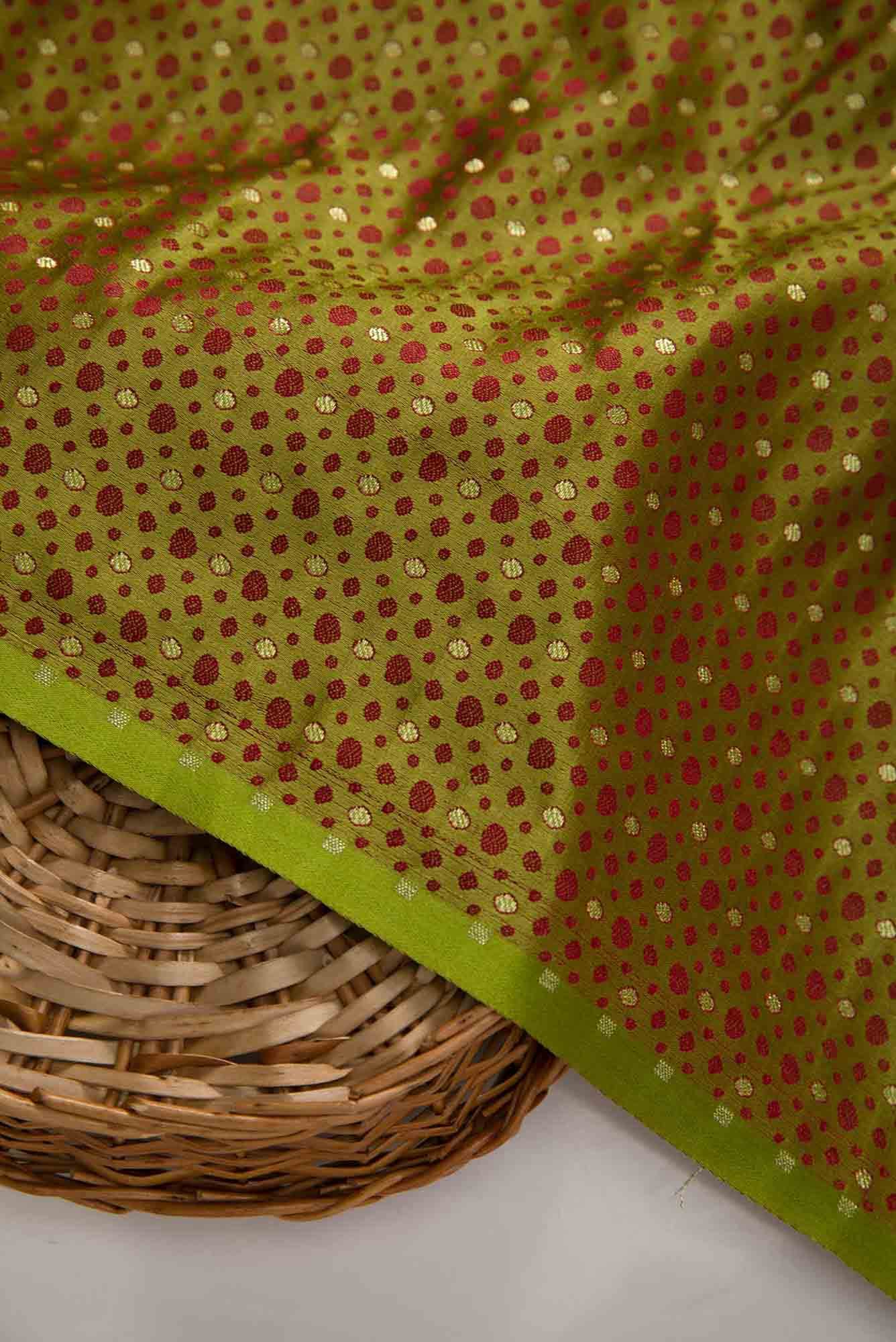 Mehandi Green Banarasi Silk Dress Material