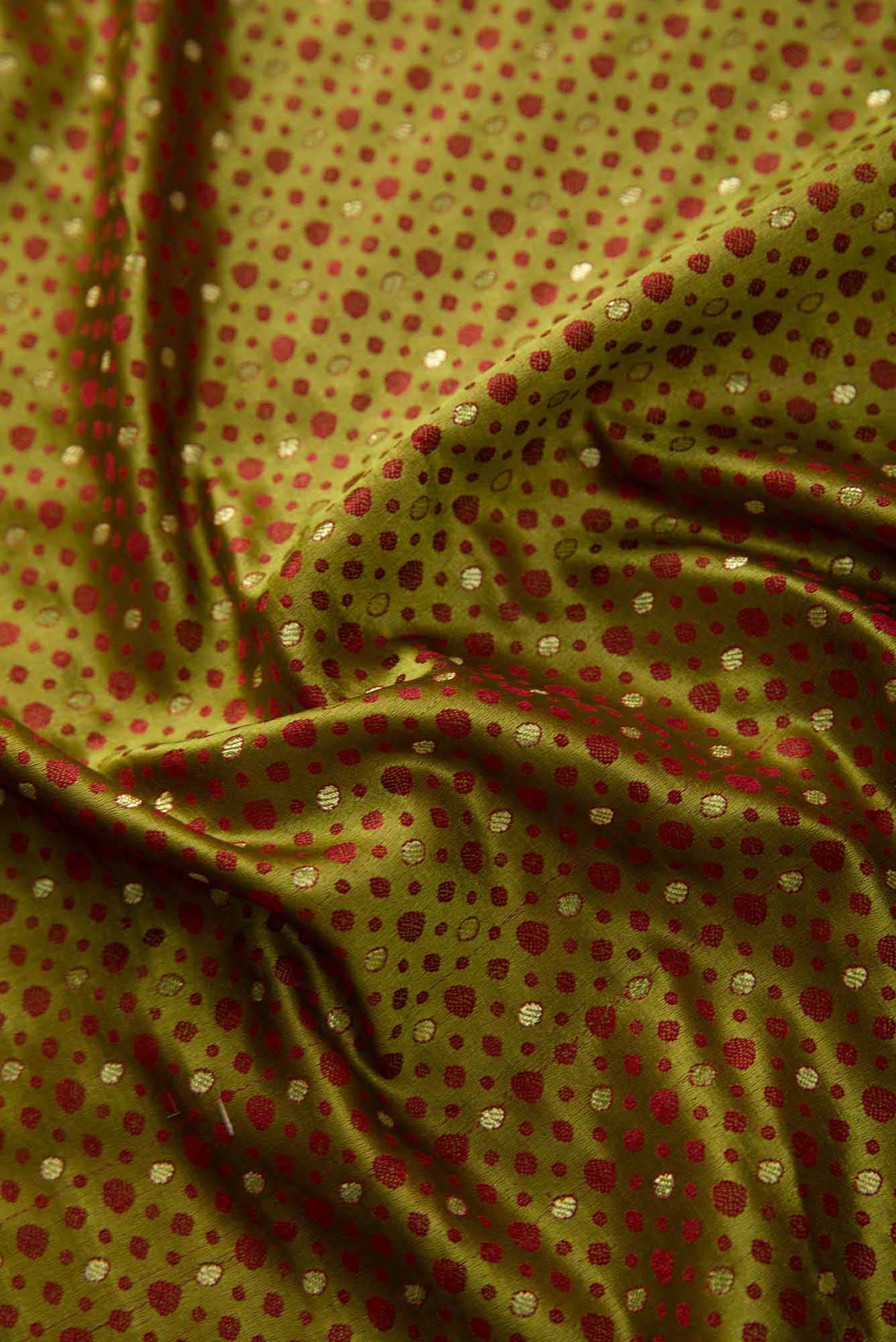 Mehandi Green Banarasi Silk Dress Material