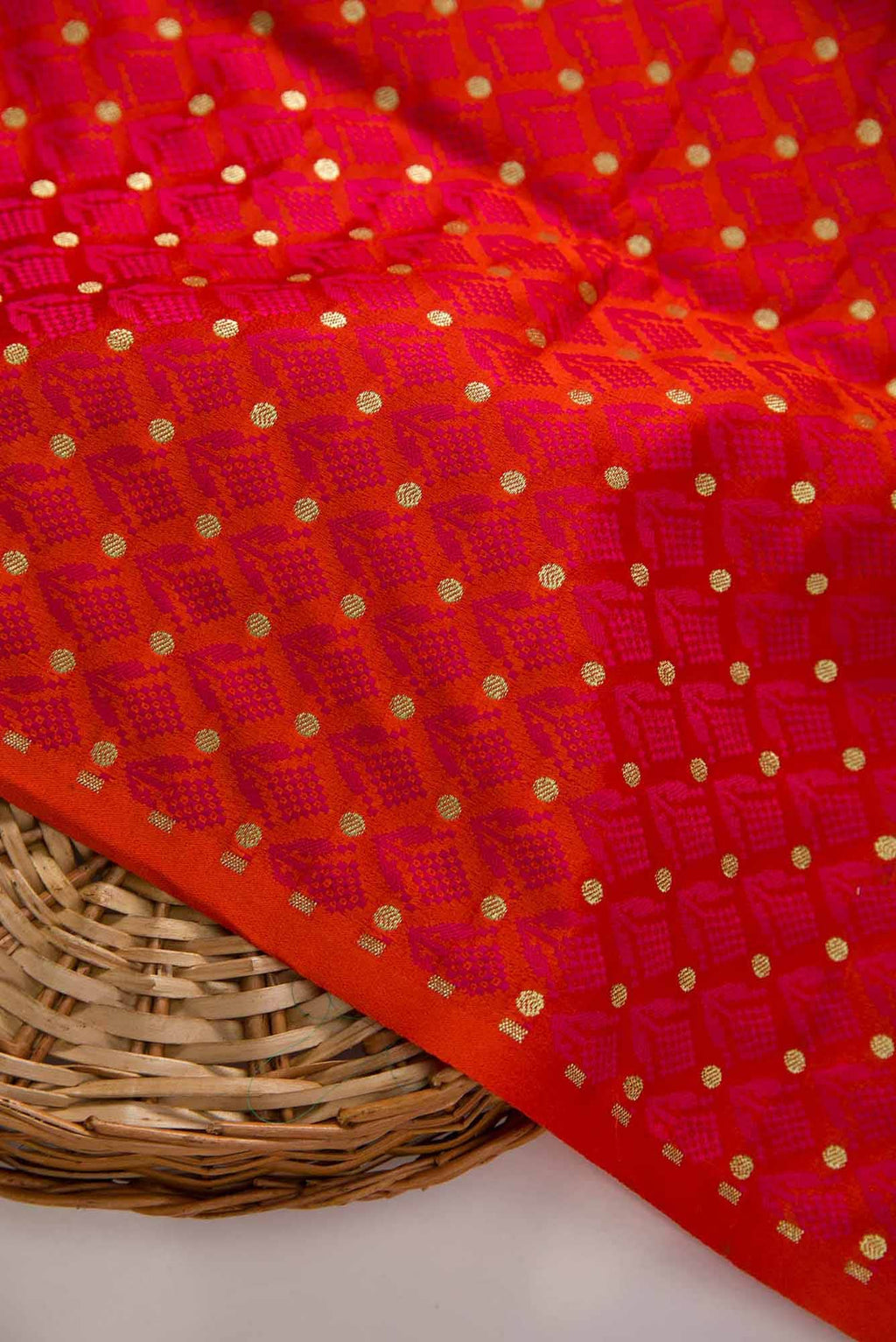 Orange Banarasi Silk Dress Material