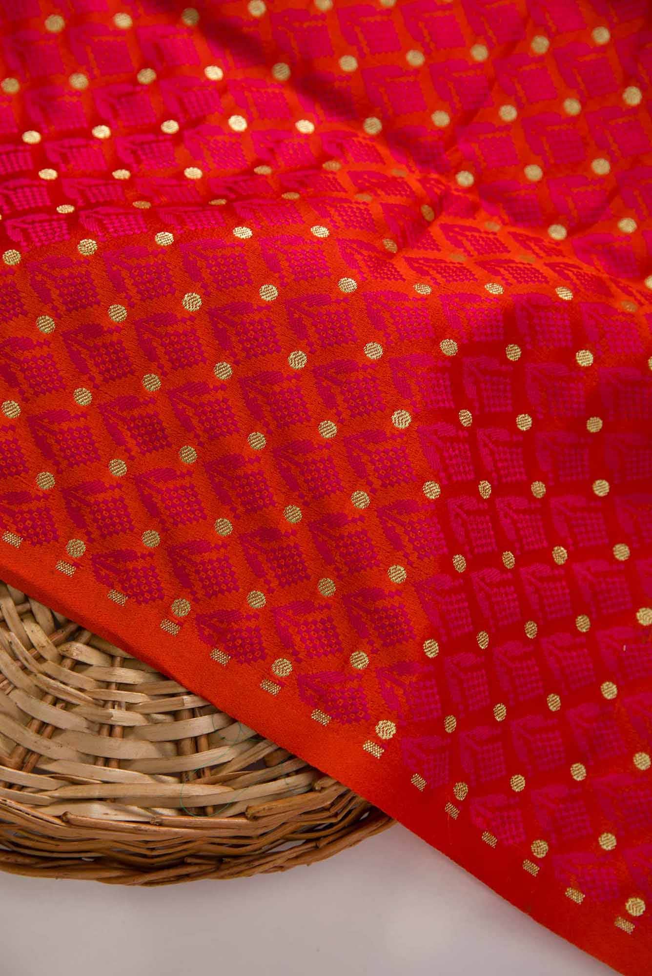 Orange Banarasi Silk Dress Material