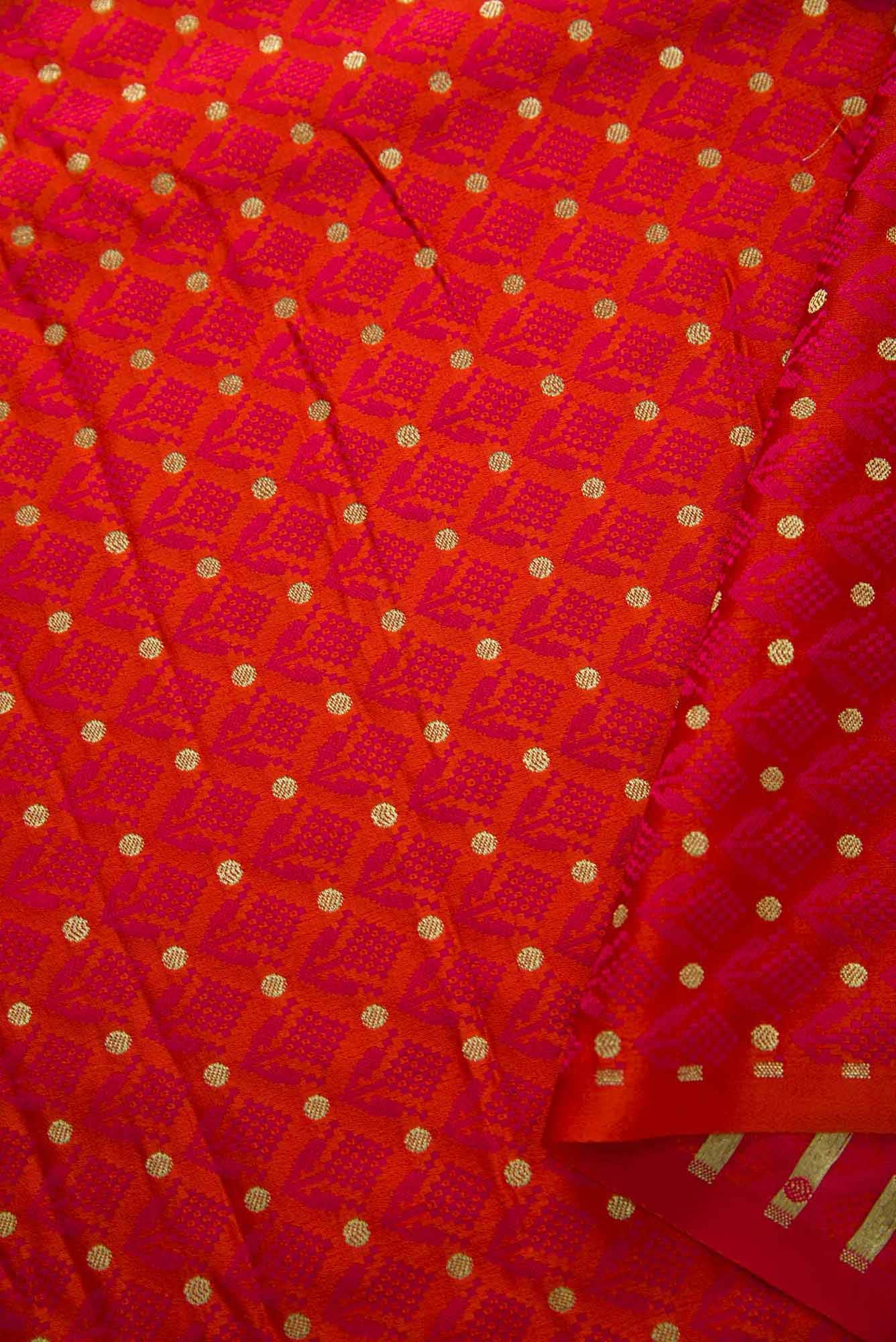 Orange Banarasi Silk Dress Material