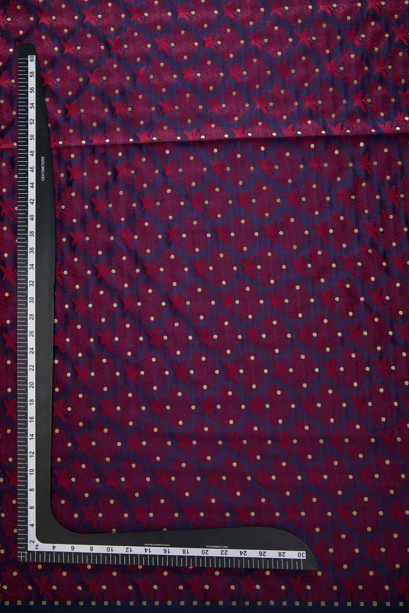 Navy Blue Banarasi Silk Dress Material
