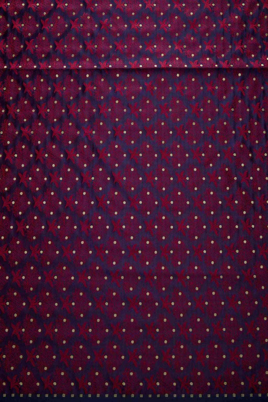 Navy Blue Banarasi Silk Dress Material