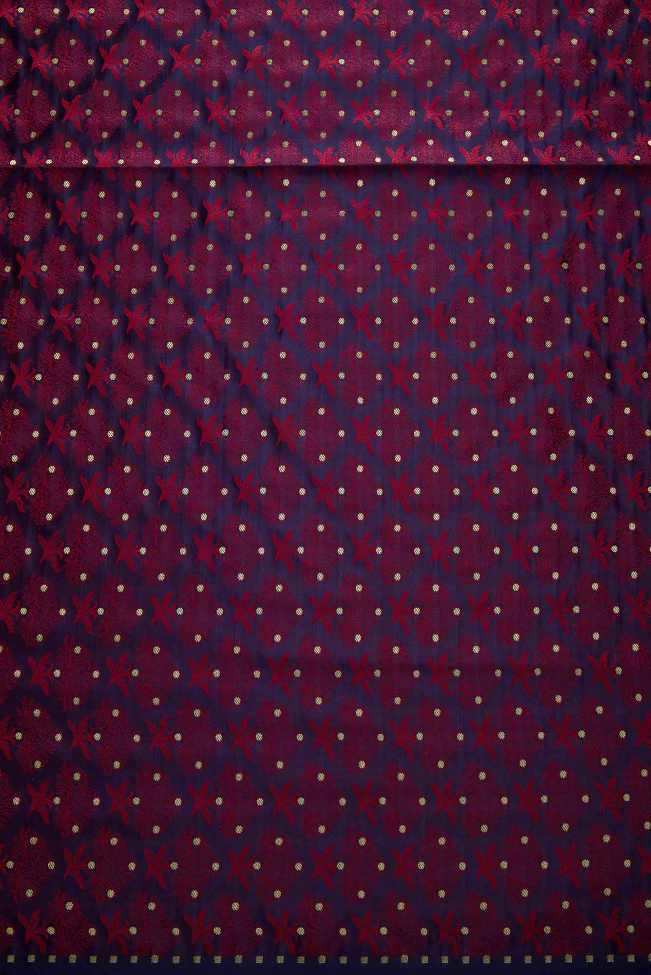 Navy Blue Banarasi Silk Dress Material