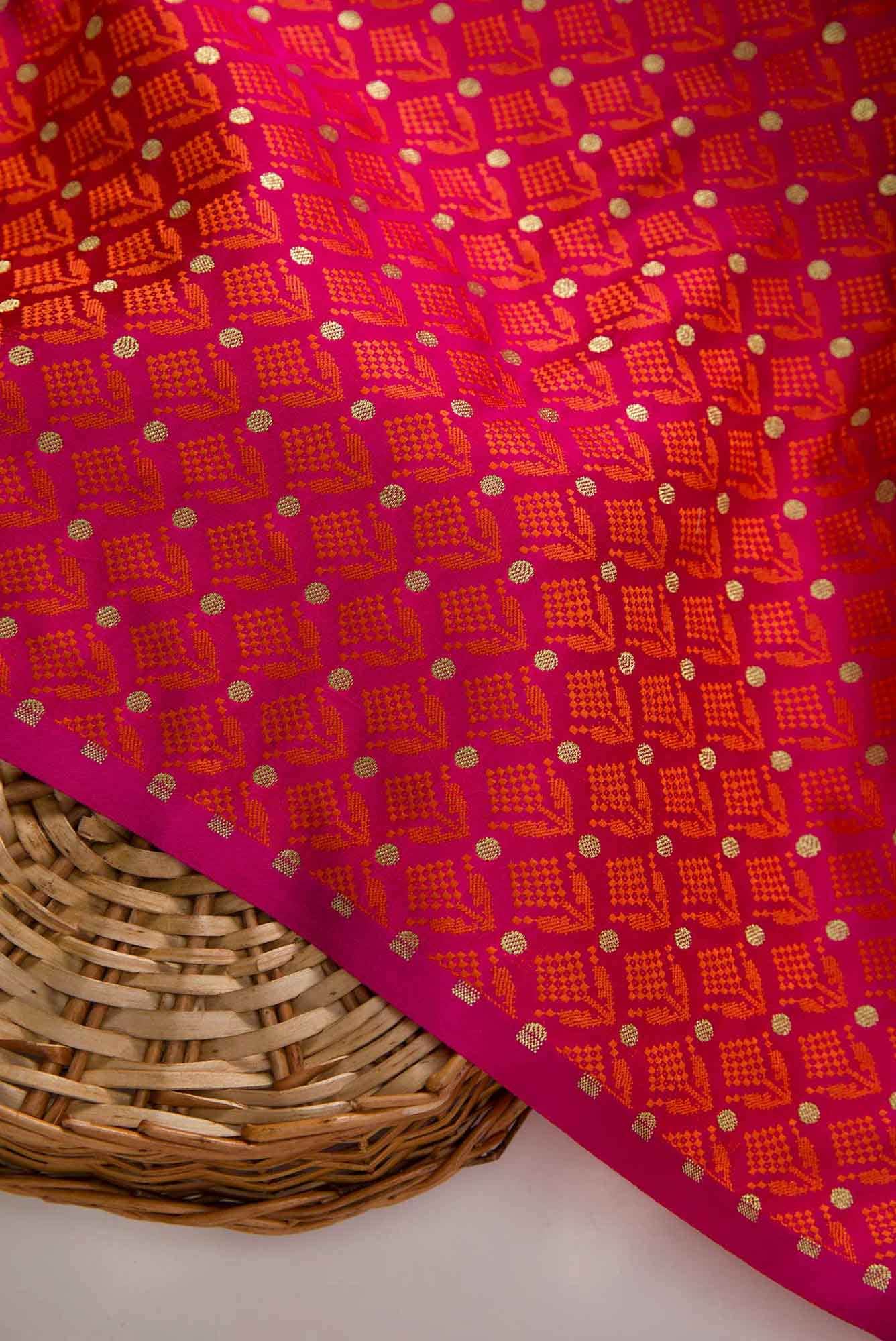 Pink Banarasi Silk Dress Material