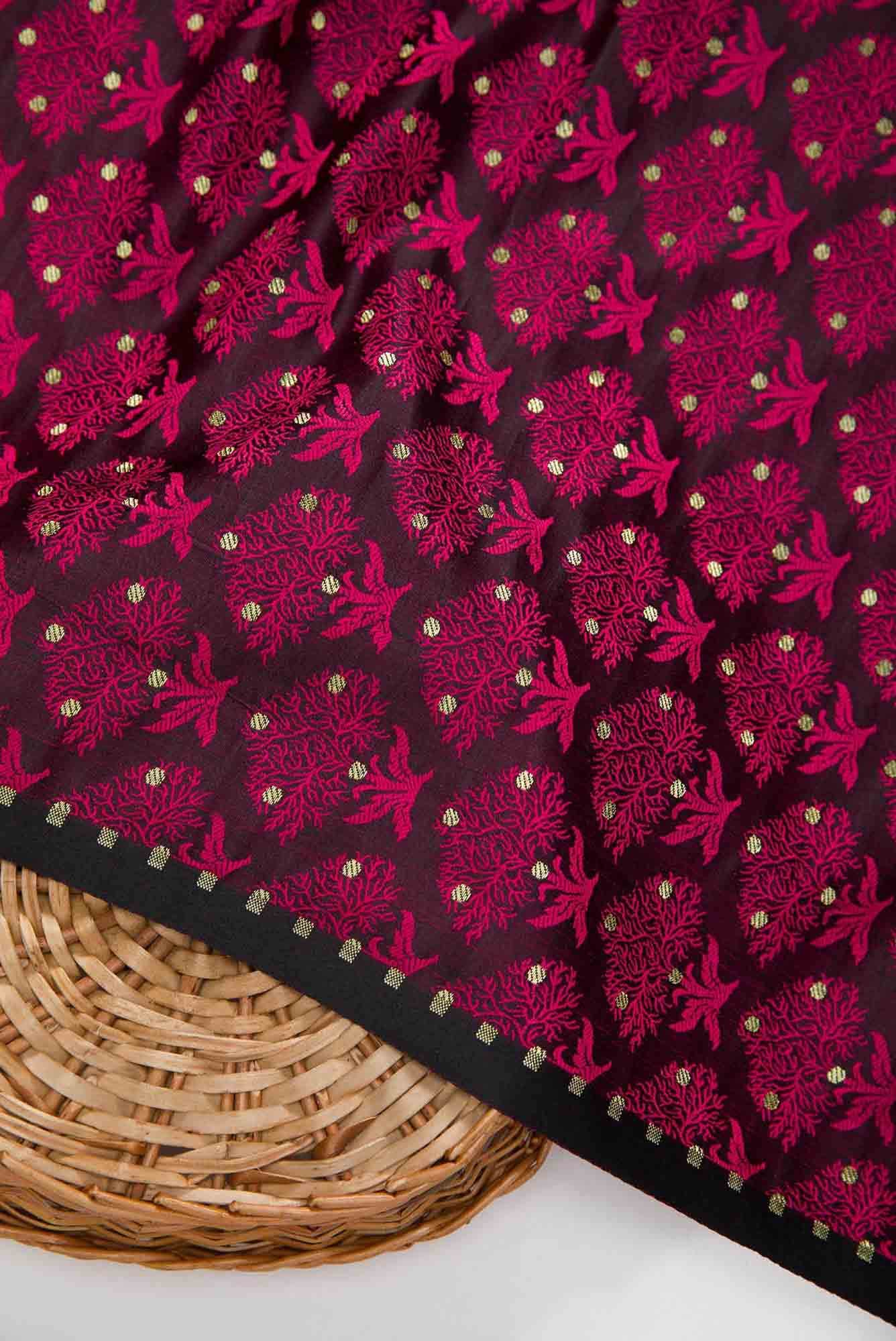 Black Banarasi Silk Dress Material