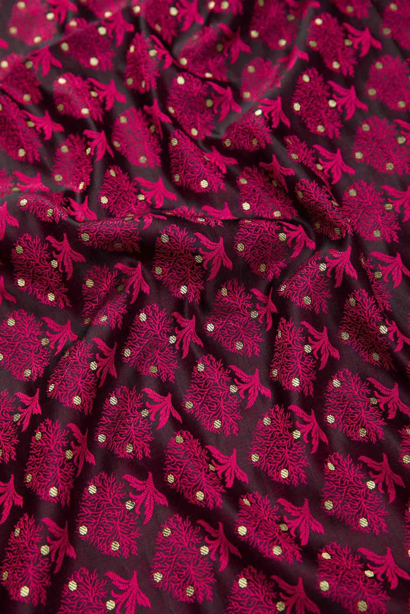 Black Banarasi Silk Dress Material