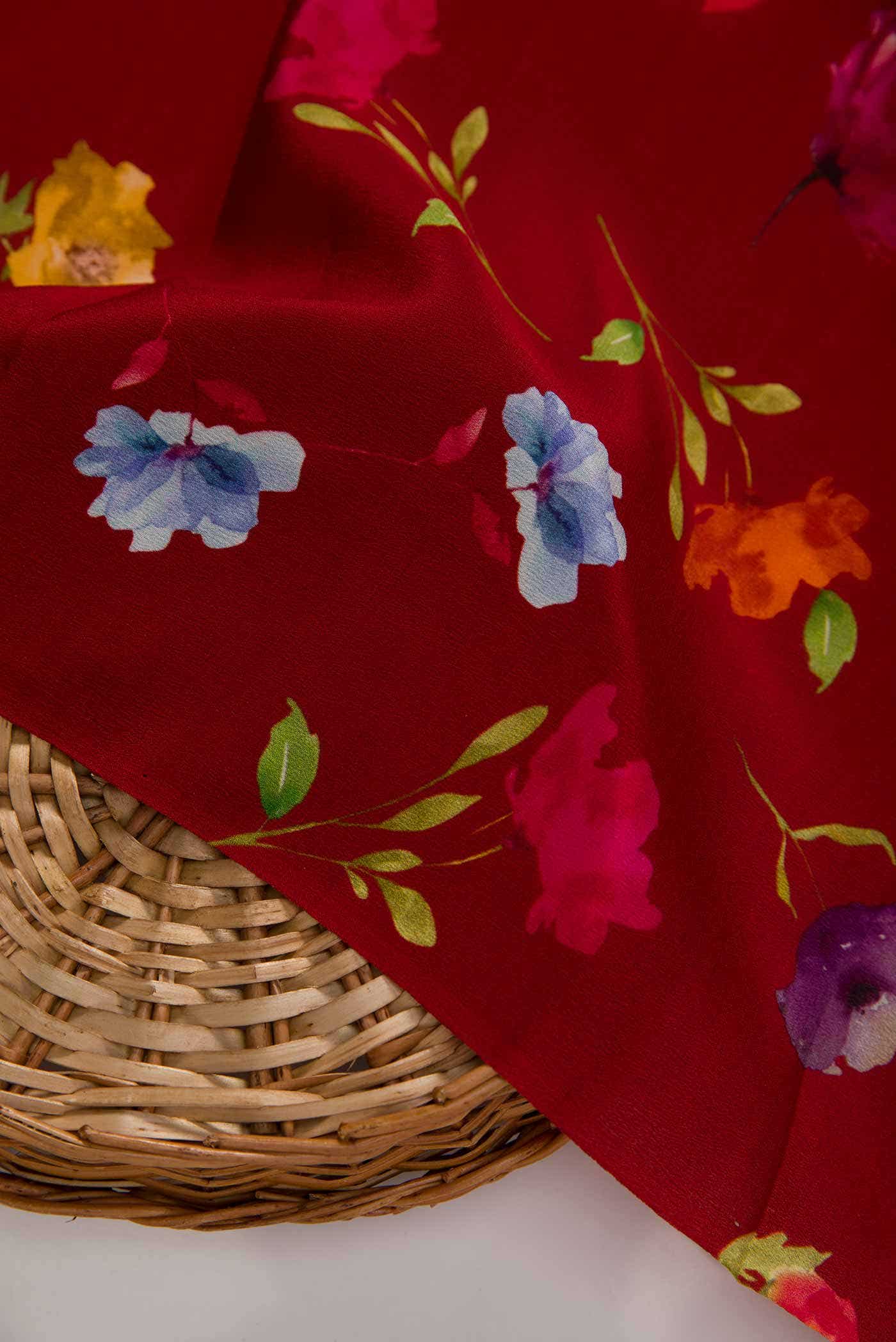 Maroon Crepe Dress Material