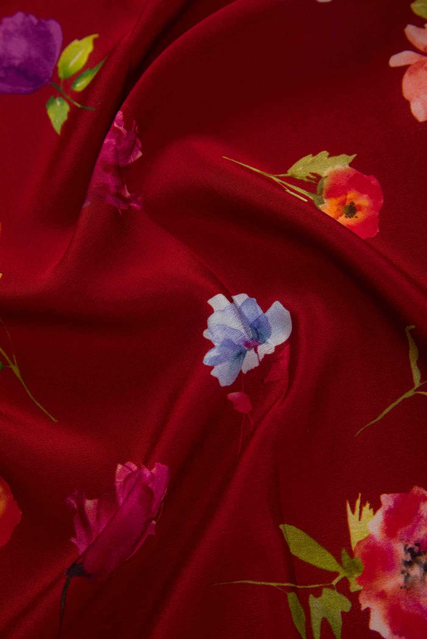 Maroon Crepe Dress Material