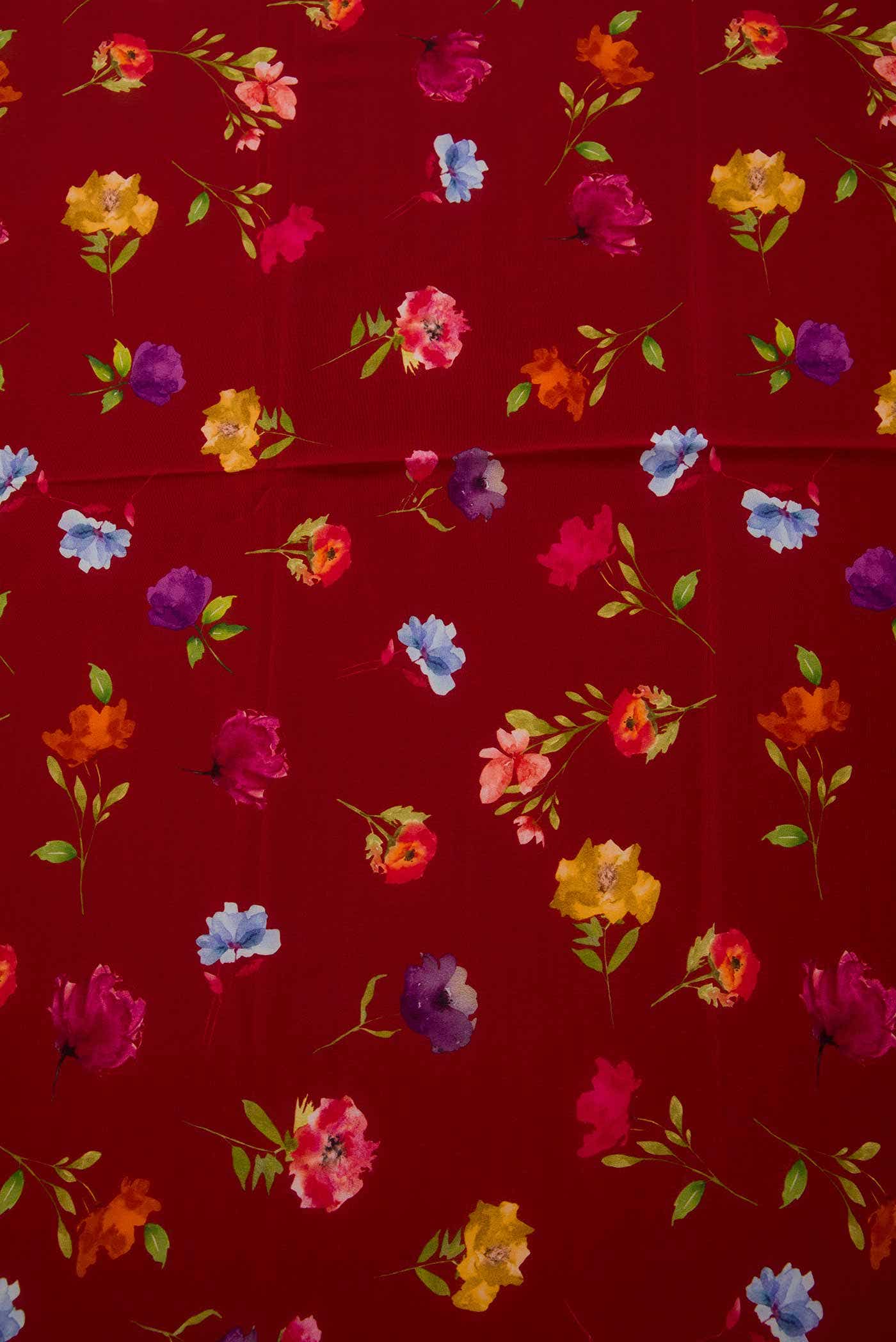 Maroon Crepe Dress Material