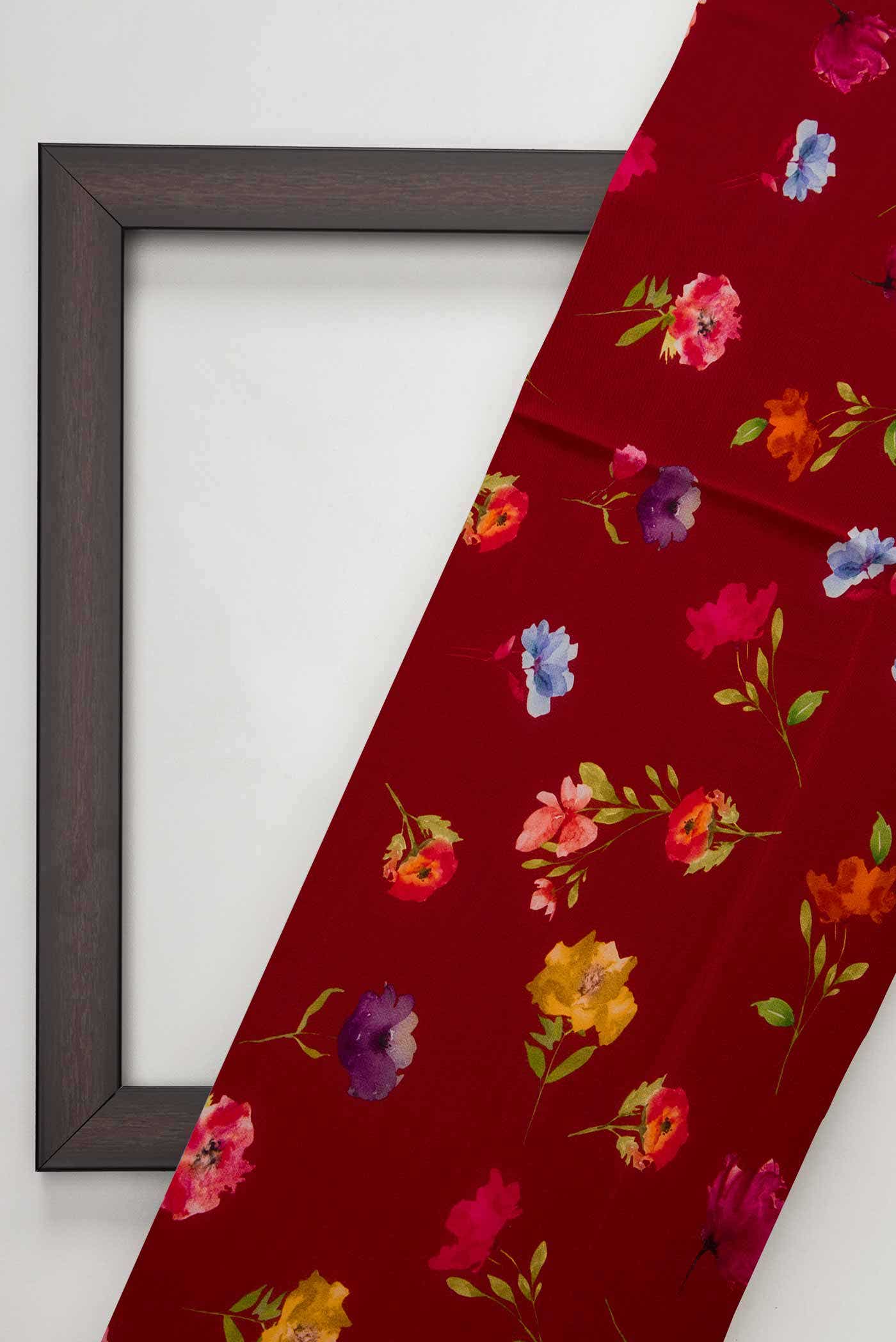 Maroon Crepe Dress Material