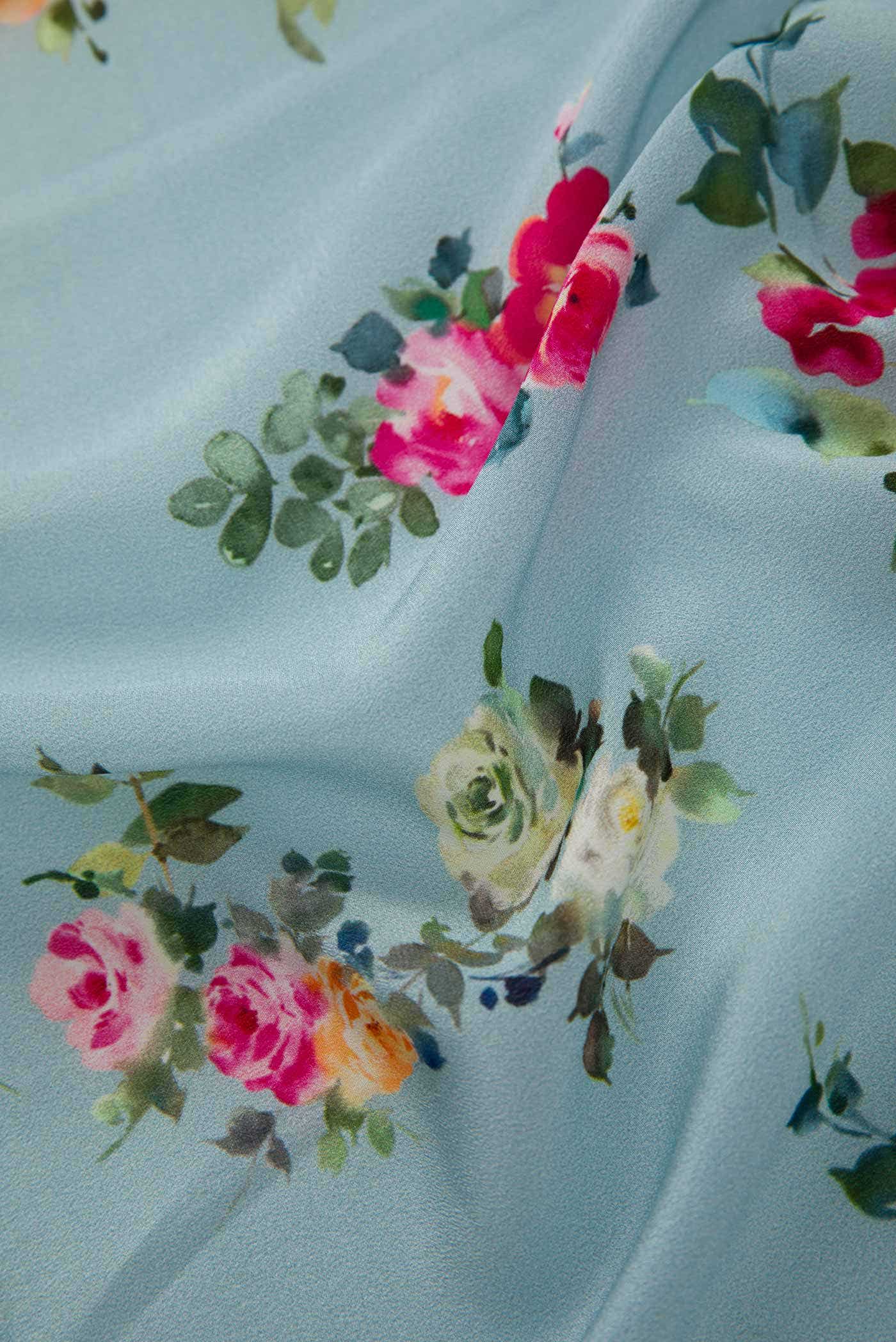 Blue Crepe Dress Material