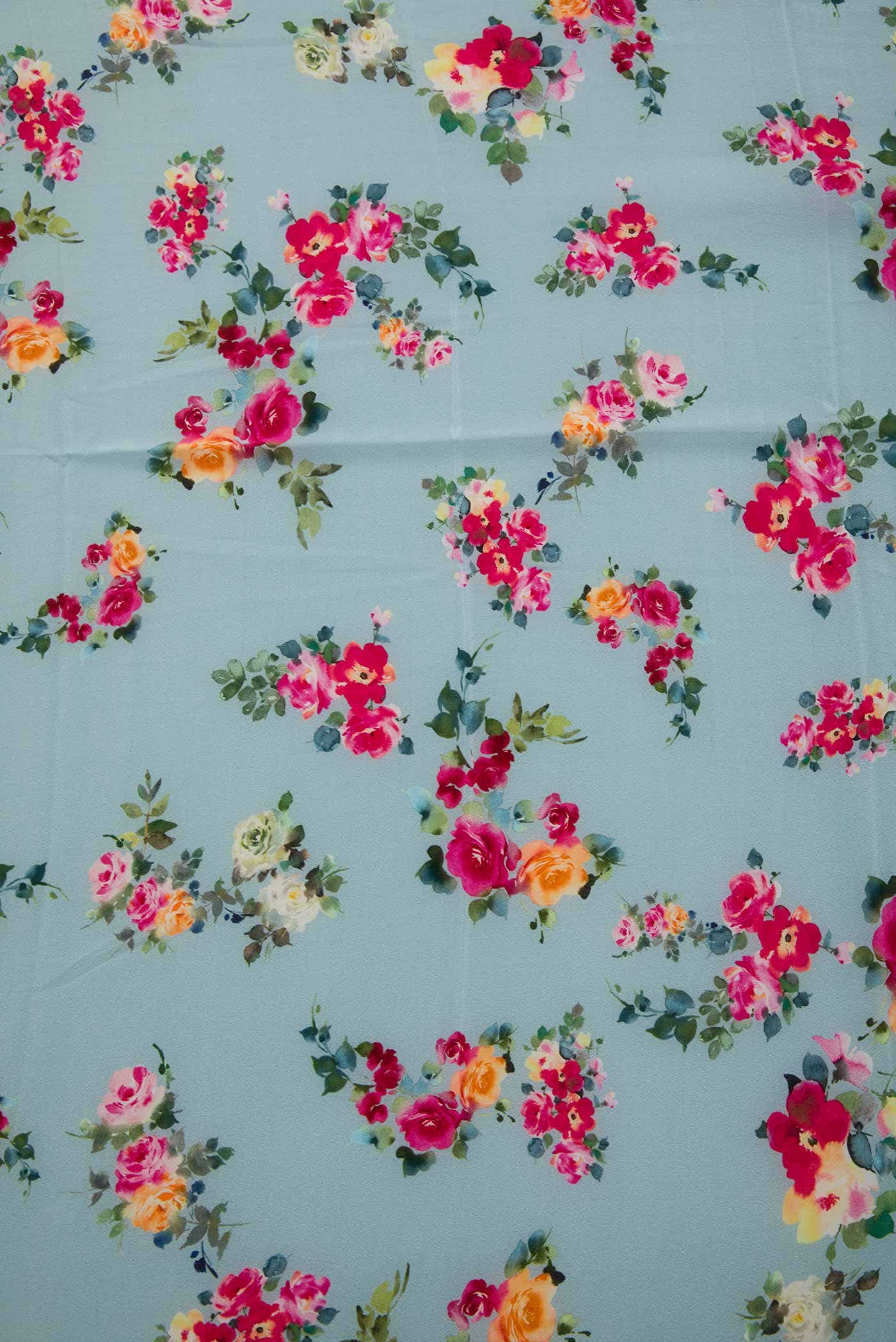 Blue Crepe Dress Material