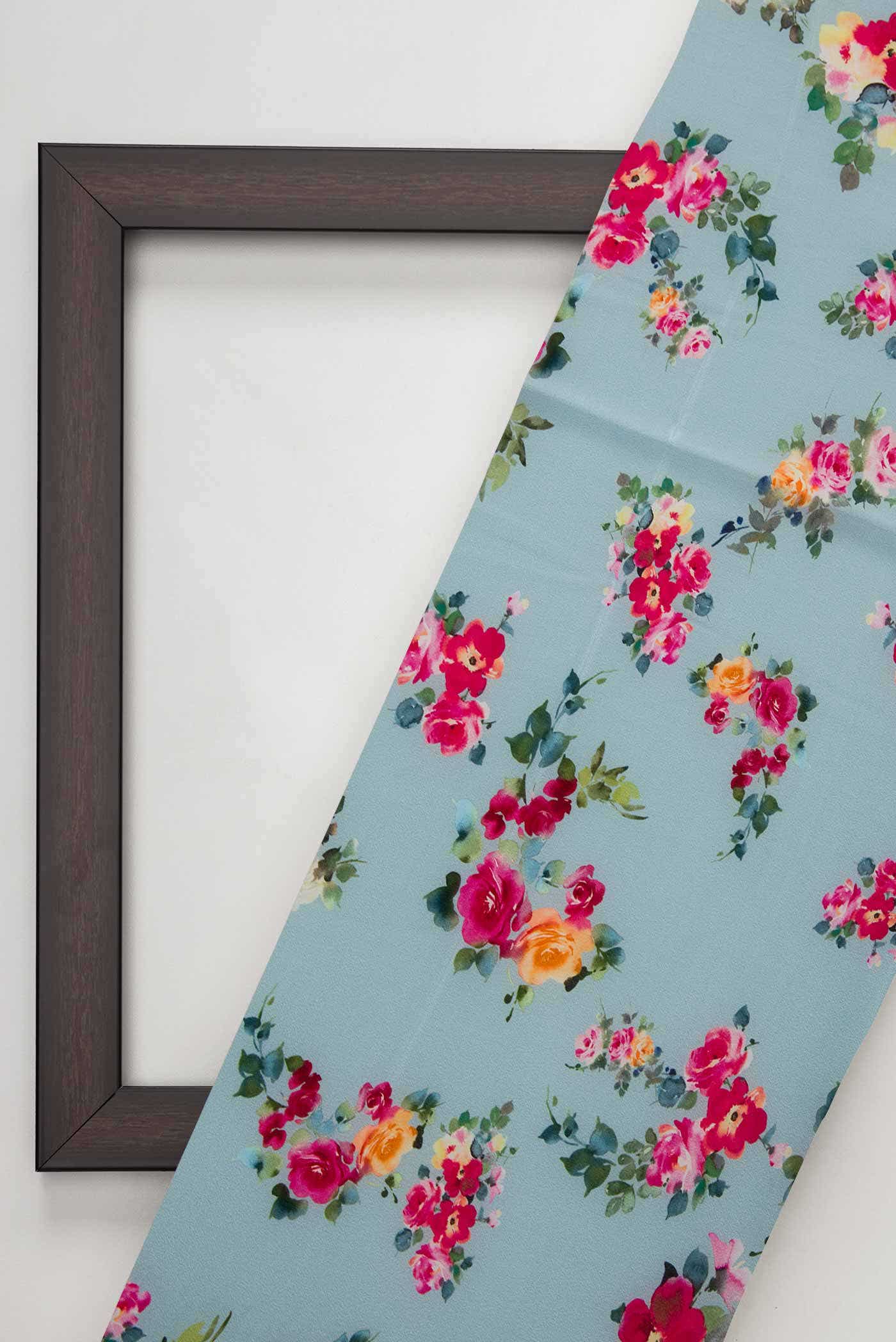 Blue Crepe Dress Material