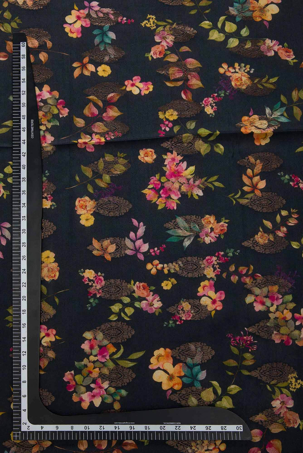 Black Chanderi Silk Dress Material