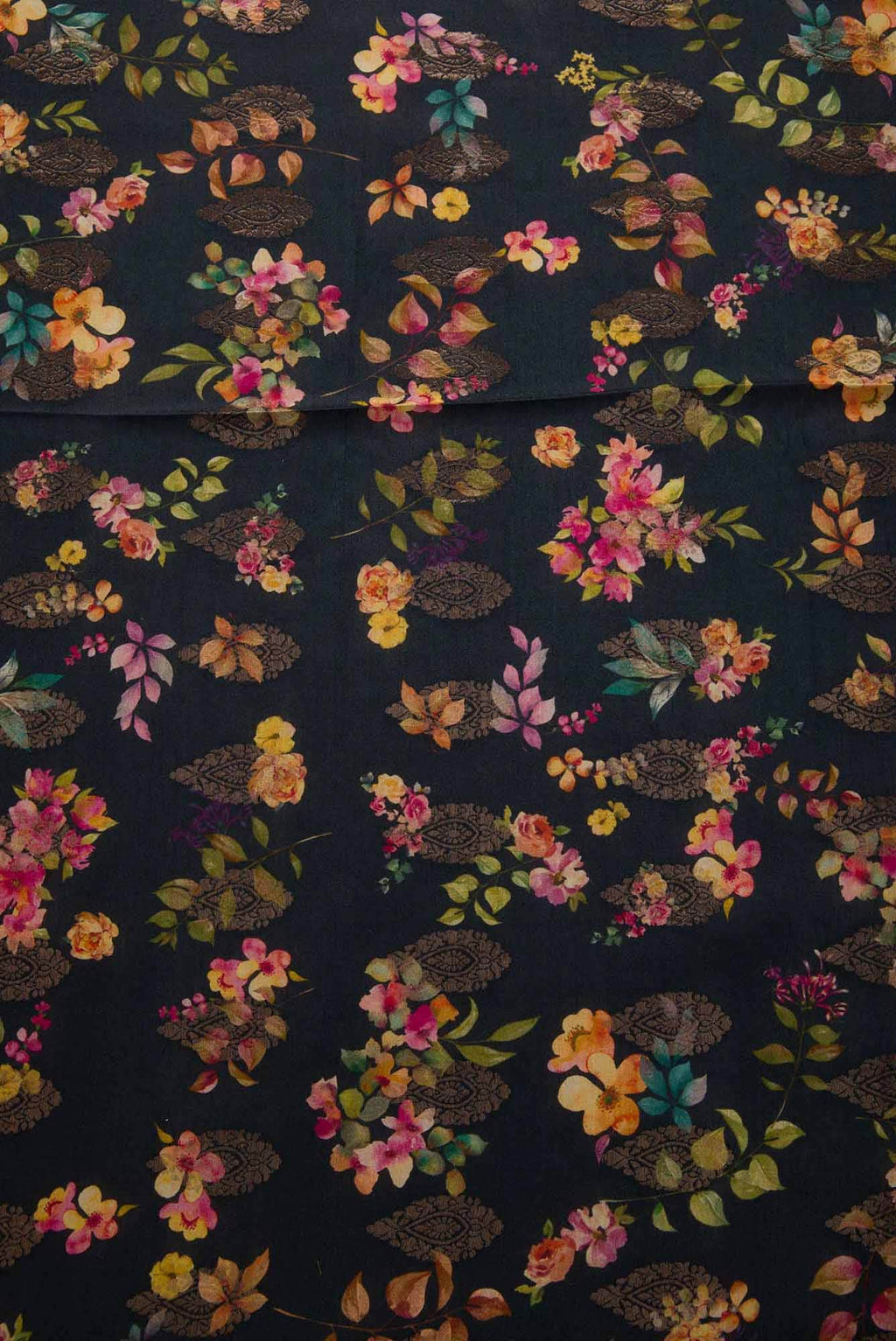 Black Chanderi Silk Dress Material
