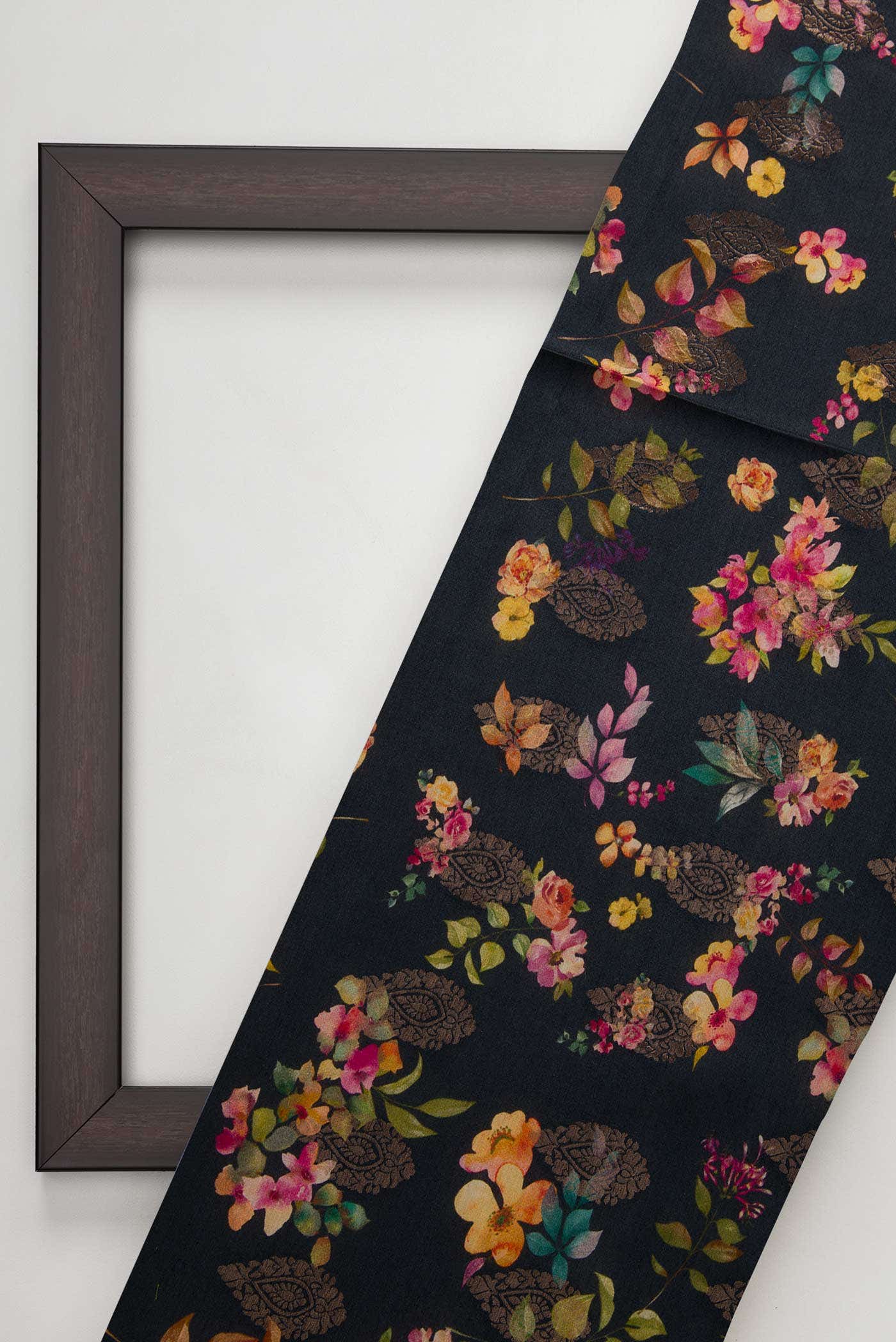 Black Chanderi Silk Dress Material