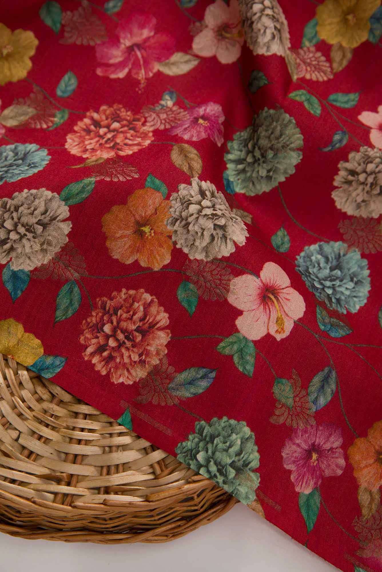 Maroon Chanderi Silk Dress Material
