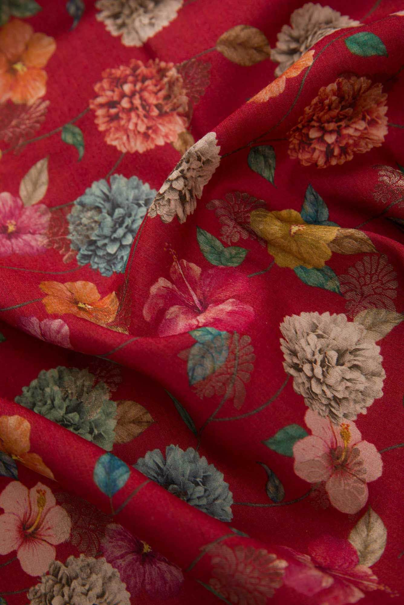 Maroon Chanderi Silk Dress Material