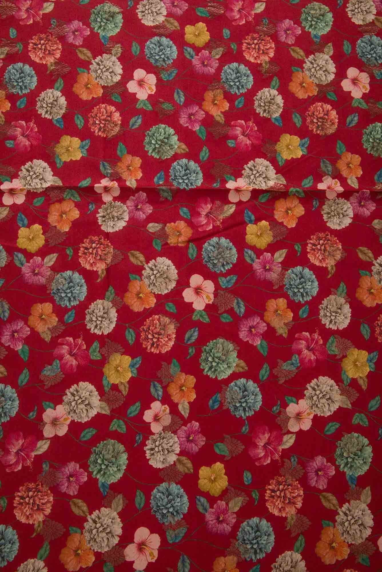 Maroon Chanderi Silk Dress Material