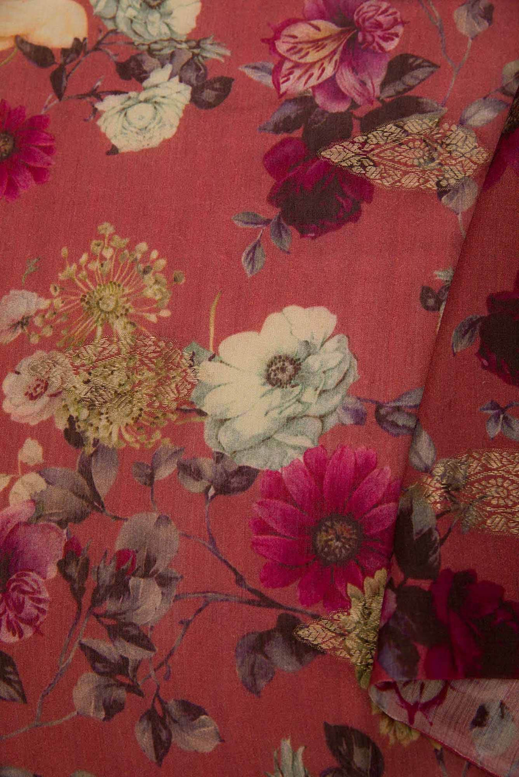 Magenta Chanderi Silk Dress Material