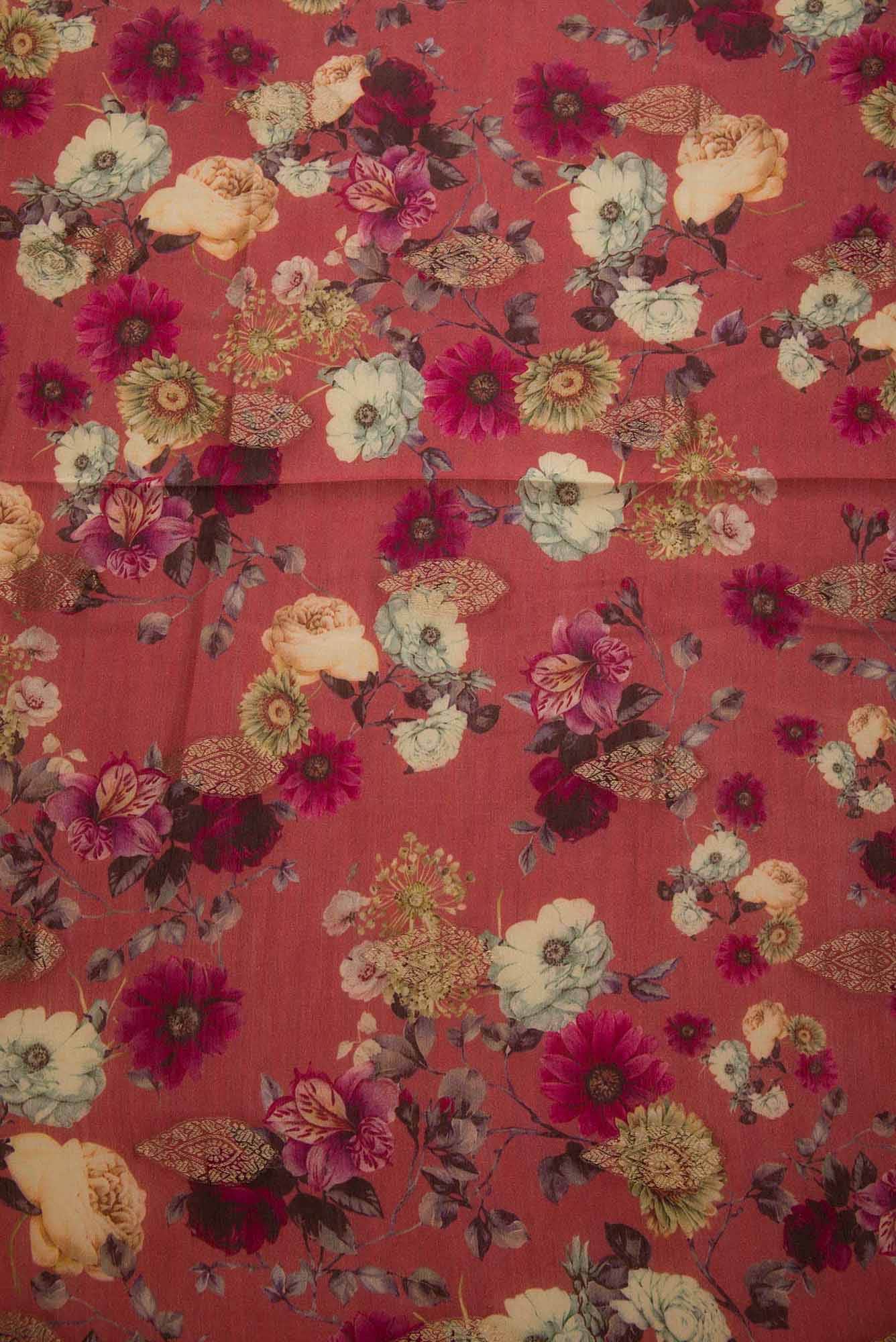 Magenta Chanderi Silk Dress Material