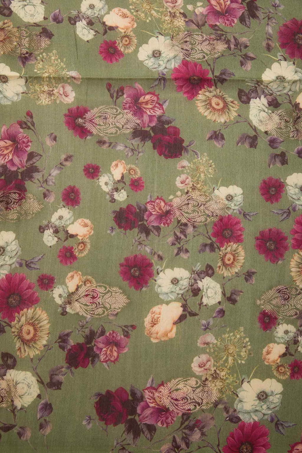 Green Chanderi Silk Dress Material