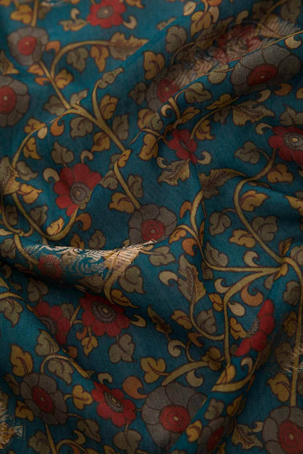 Blue Chanderi Silk Dress Material