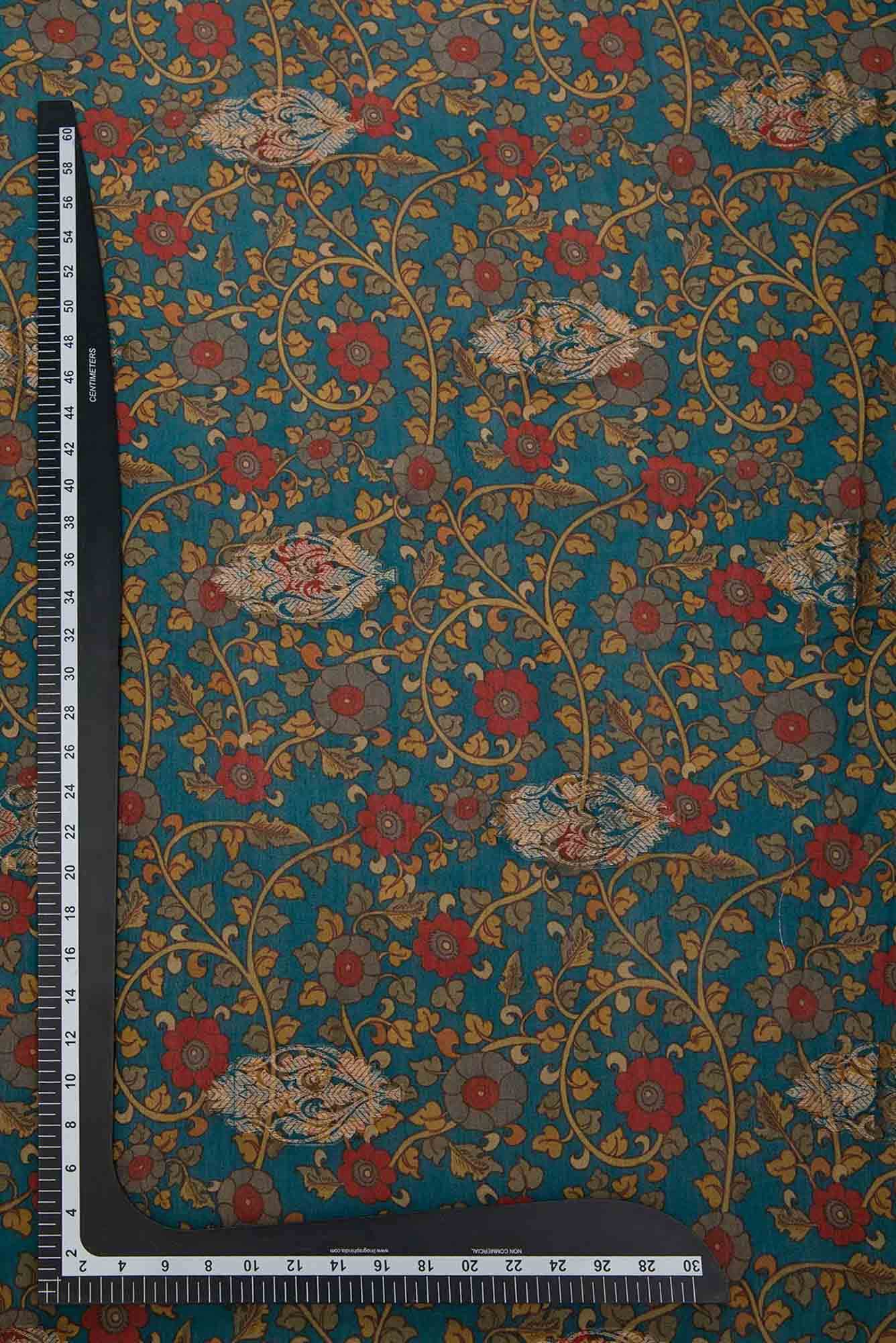Blue Chanderi Silk Dress Material