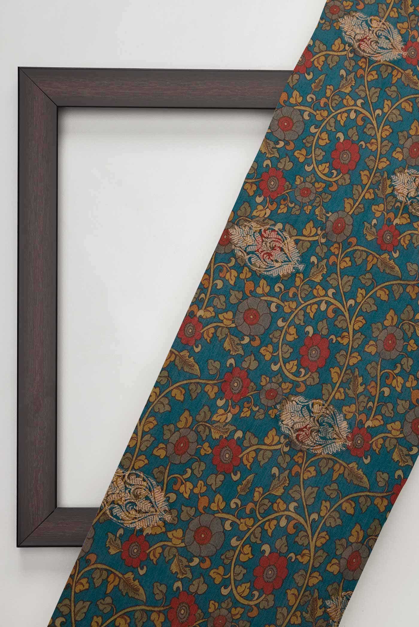 Blue Chanderi Silk Dress Material