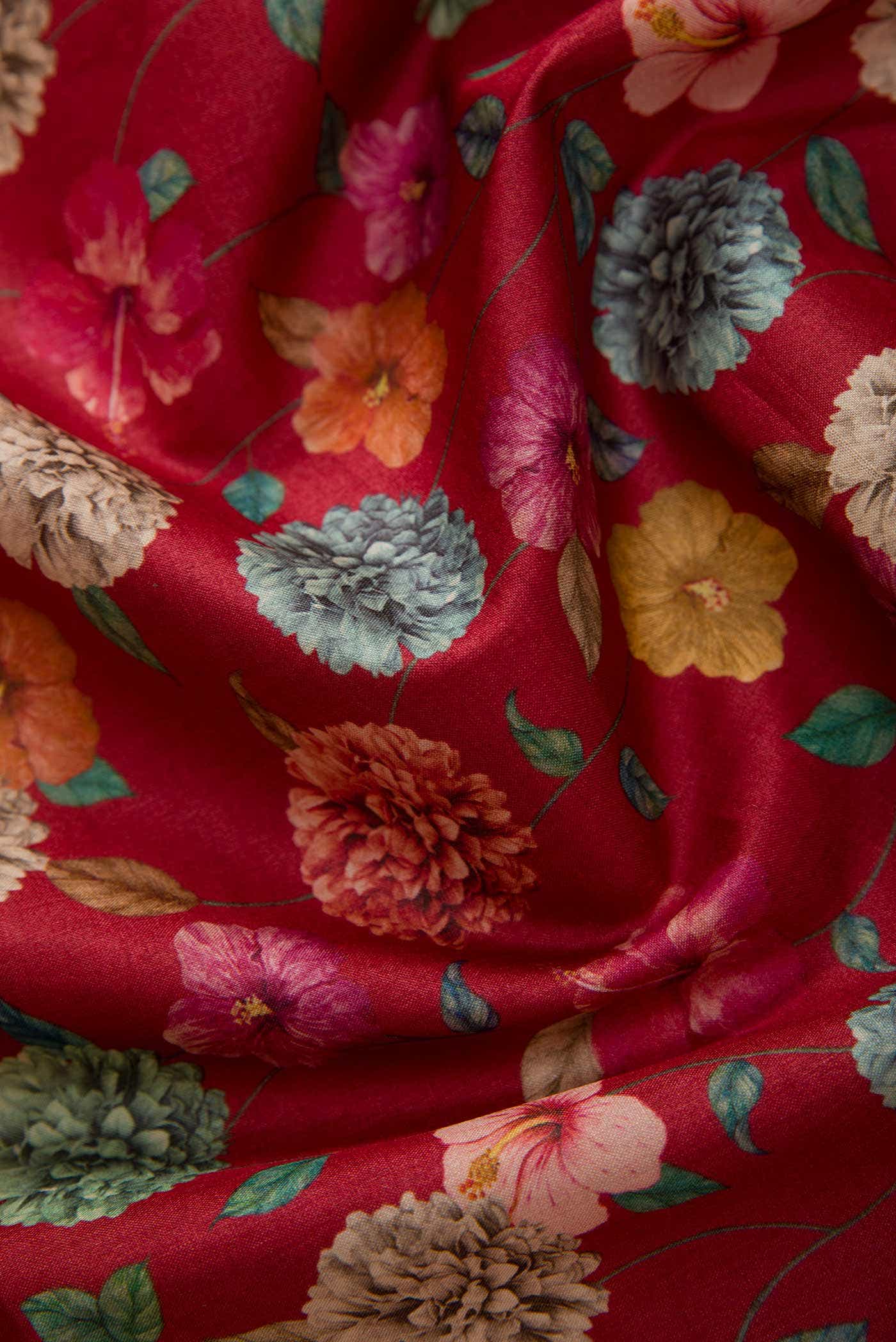 Maroon Tussar Silk Dress Material