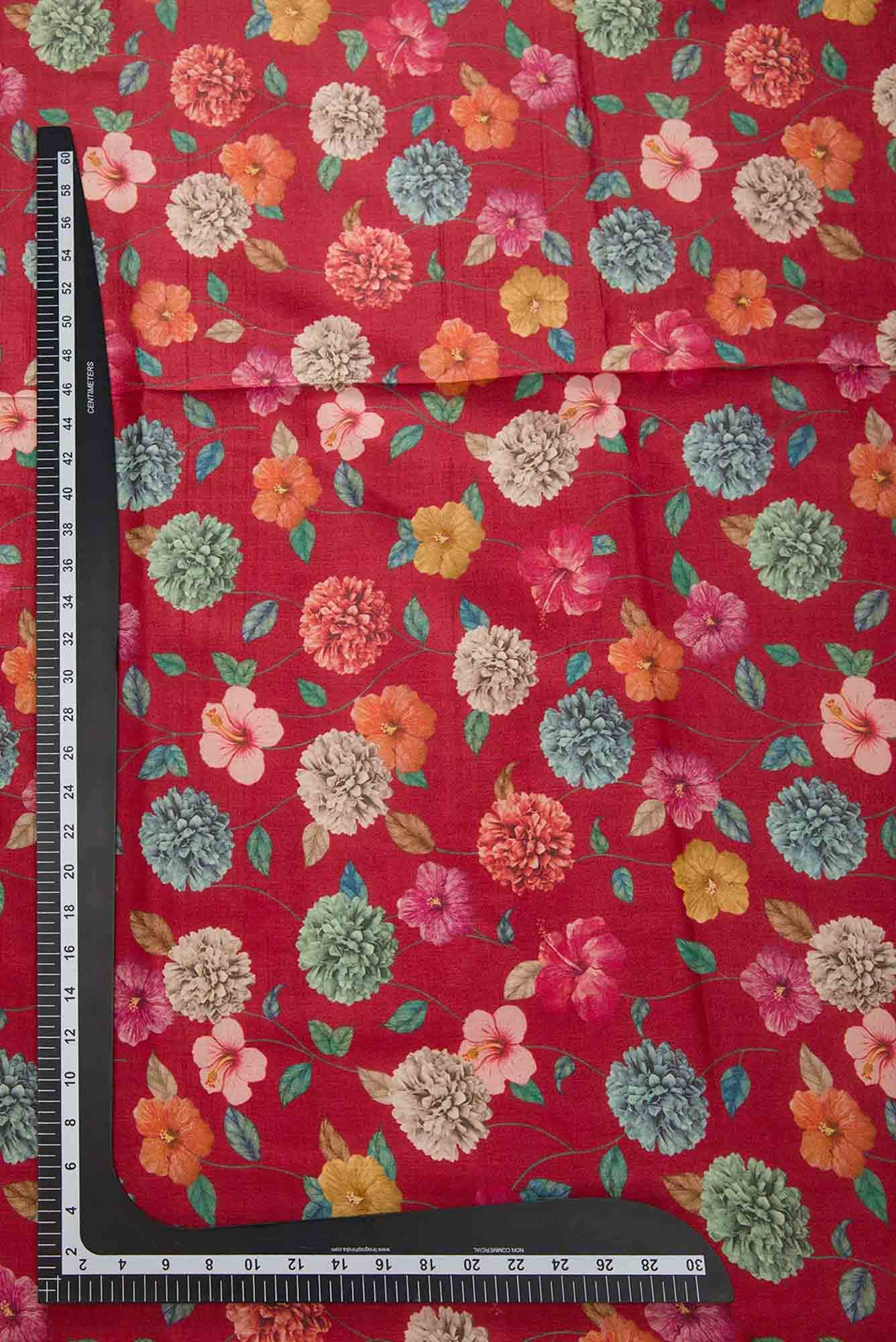 Maroon Tussar Silk Dress Material