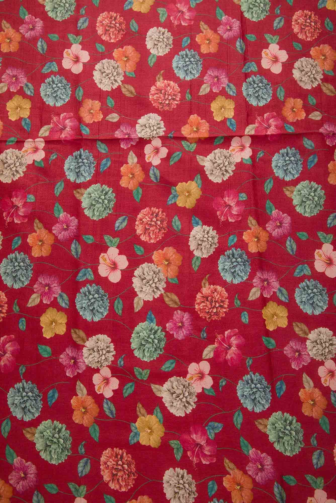 Maroon Tussar Silk Dress Material