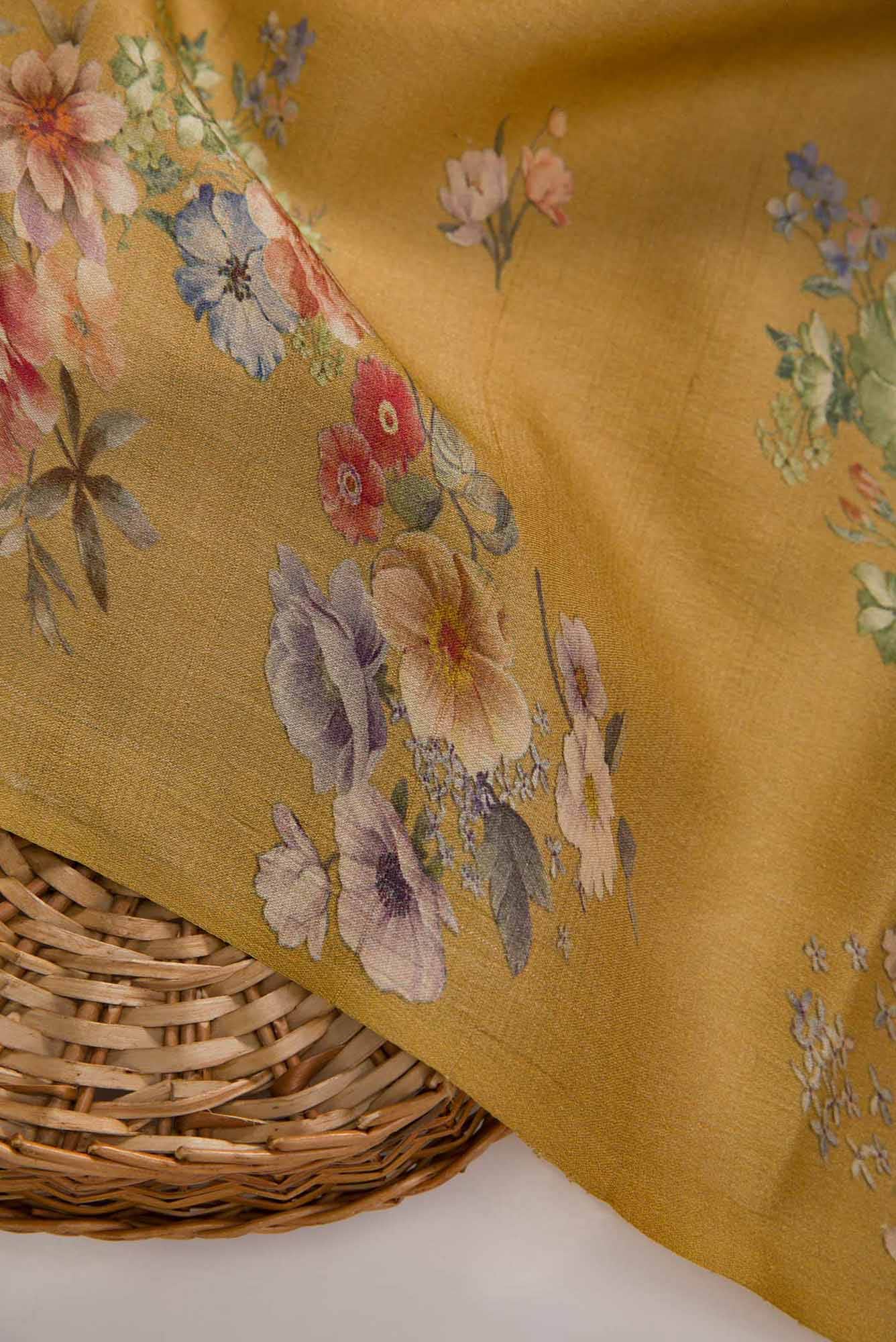 Mustard Tussar Silk Dress Material
