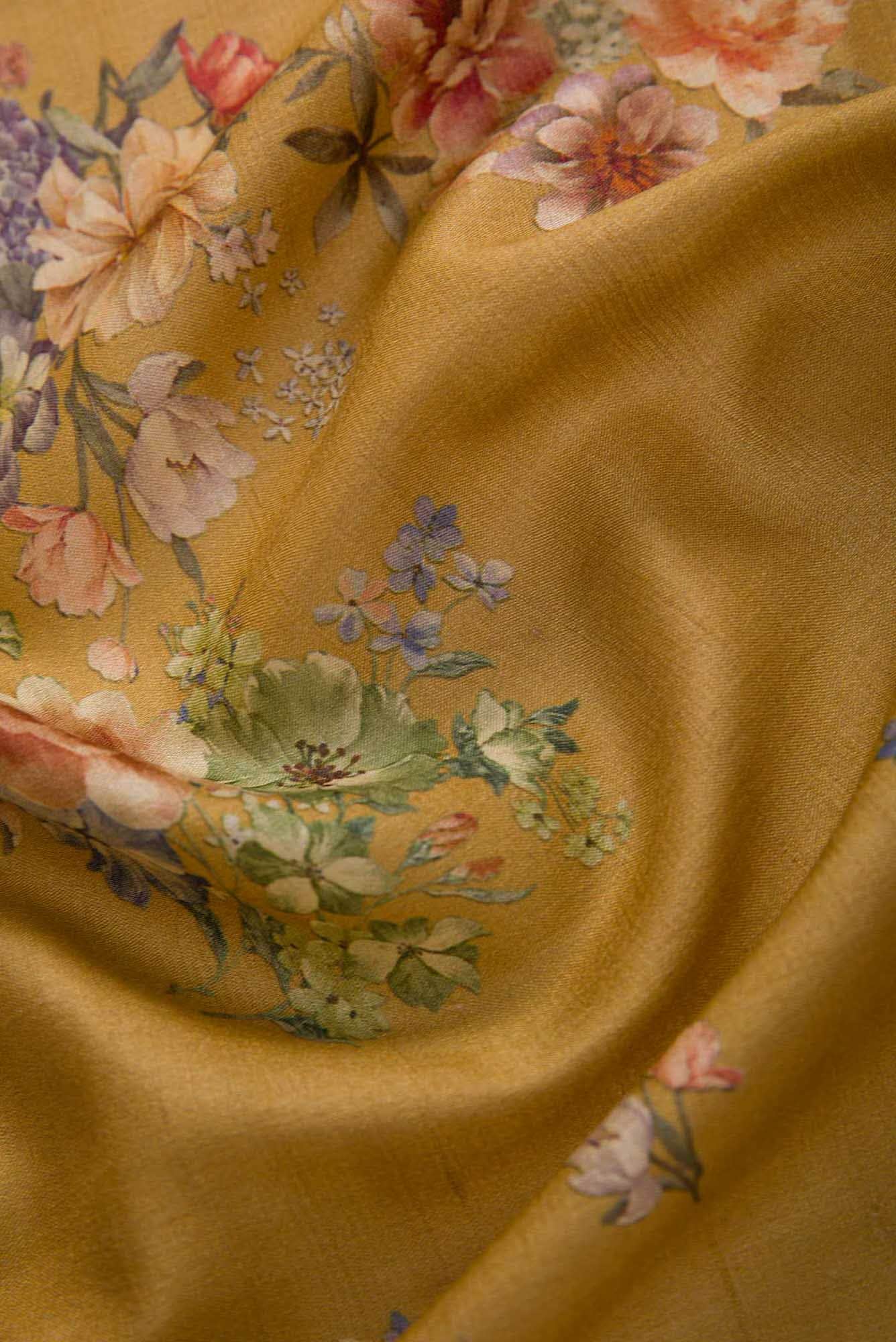 Mustard Tussar Silk Dress Material