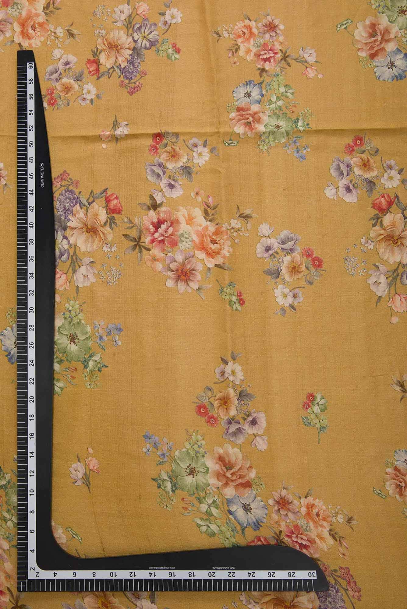 Mustard Tussar Silk Dress Material