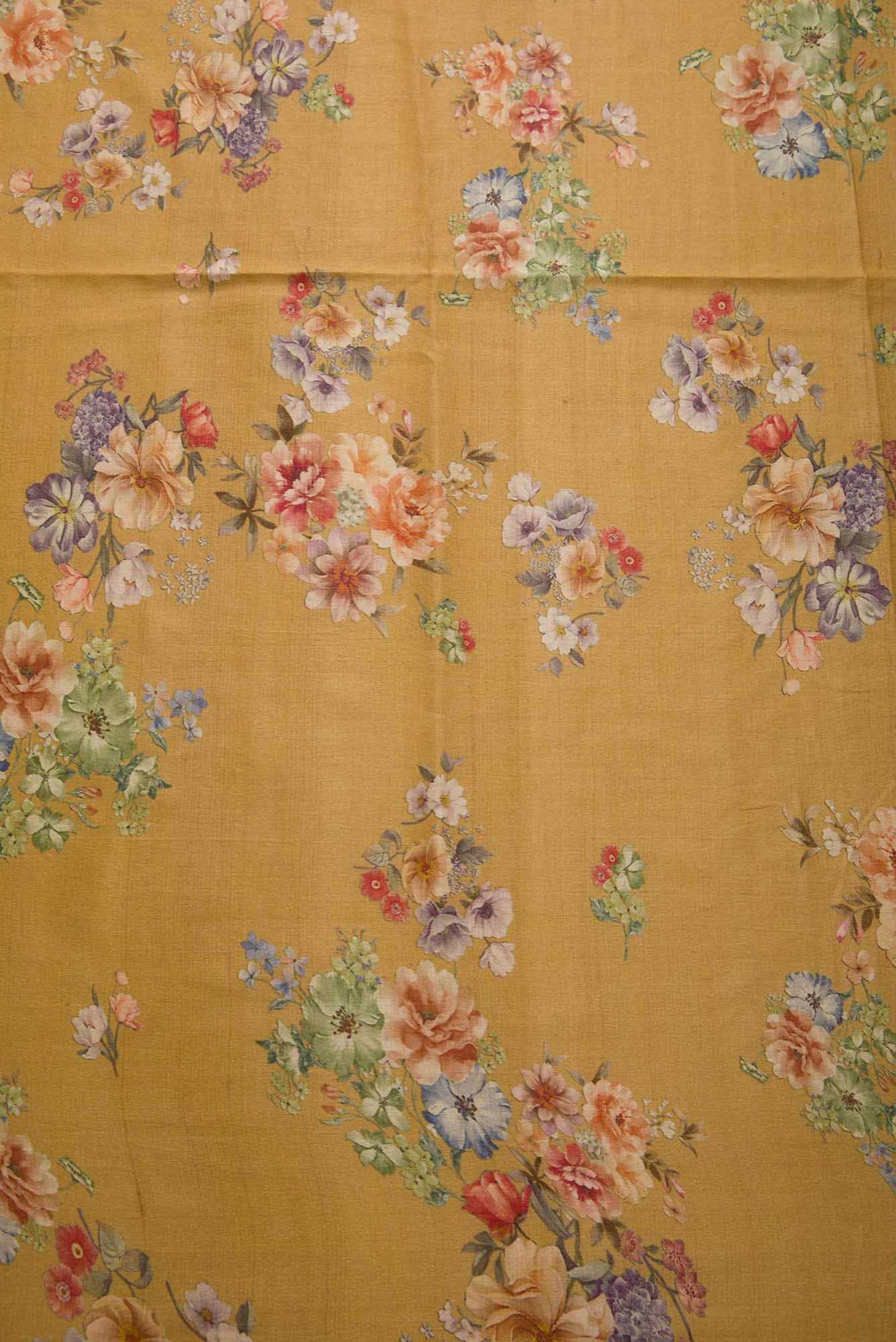 Mustard Tussar Silk Dress Material