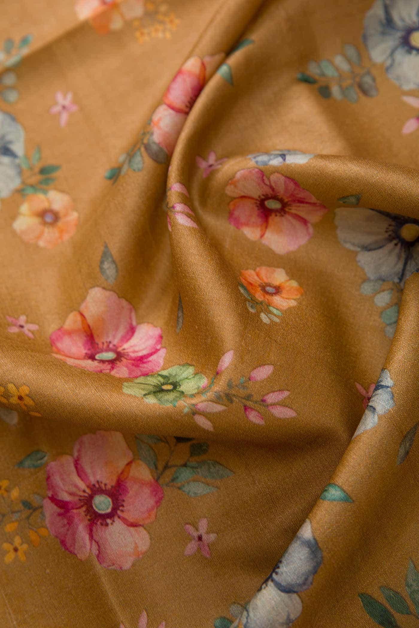 Brown Tussar Silk Dress Material