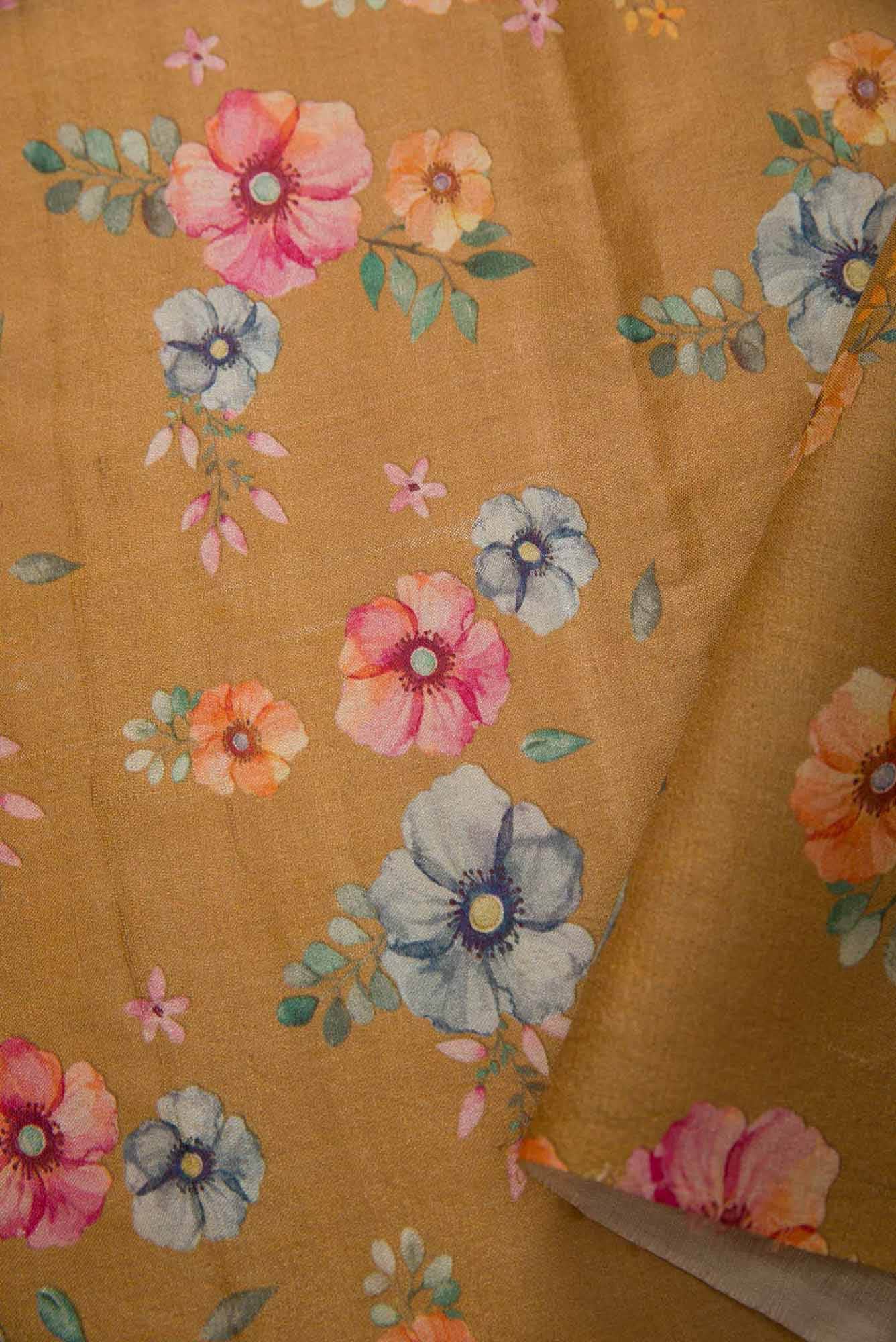 Brown Tussar Silk Dress Material